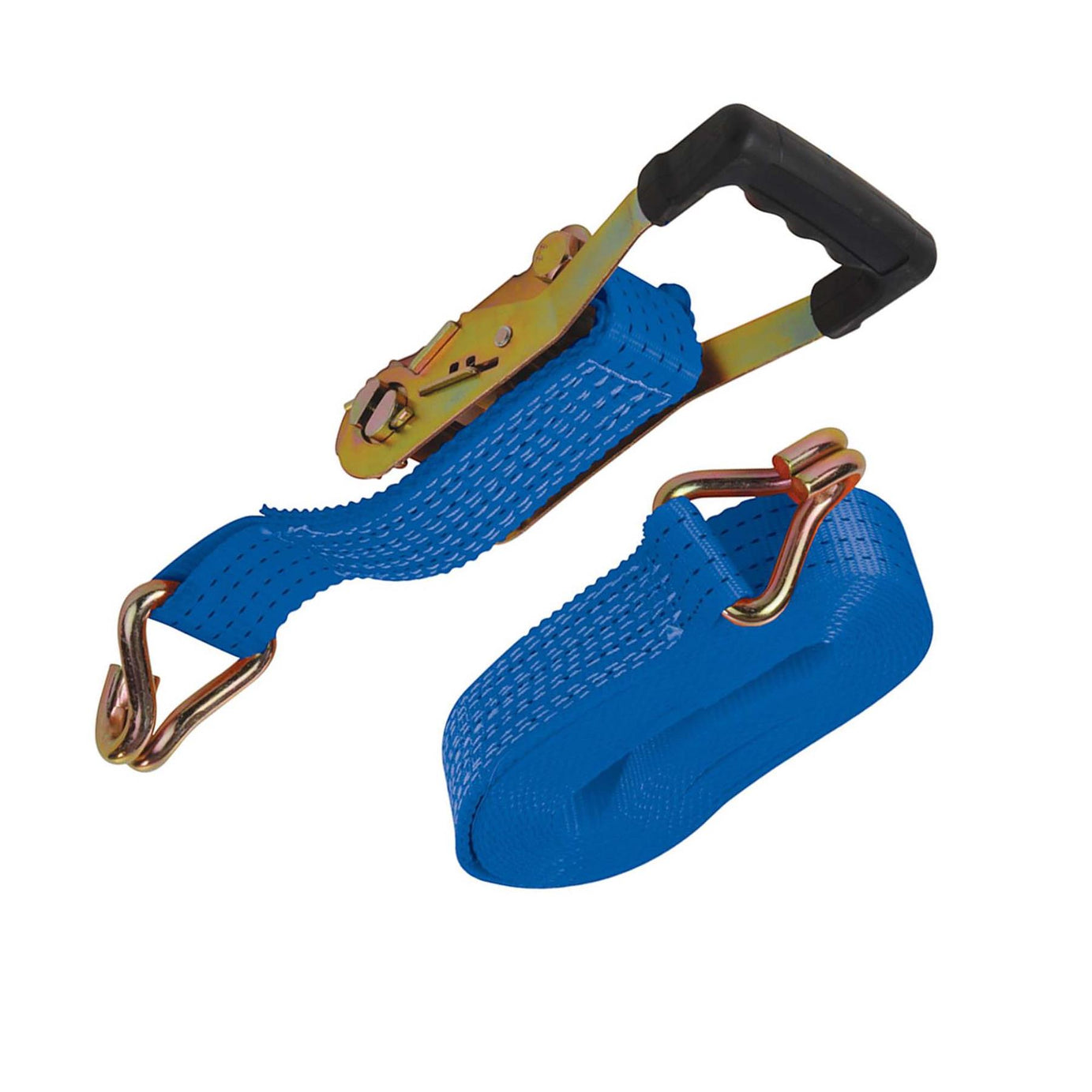 Rubber-Handled Ratchet Tie Down Strap J-Hook 8M X 50mm - Rated 1300Kg New