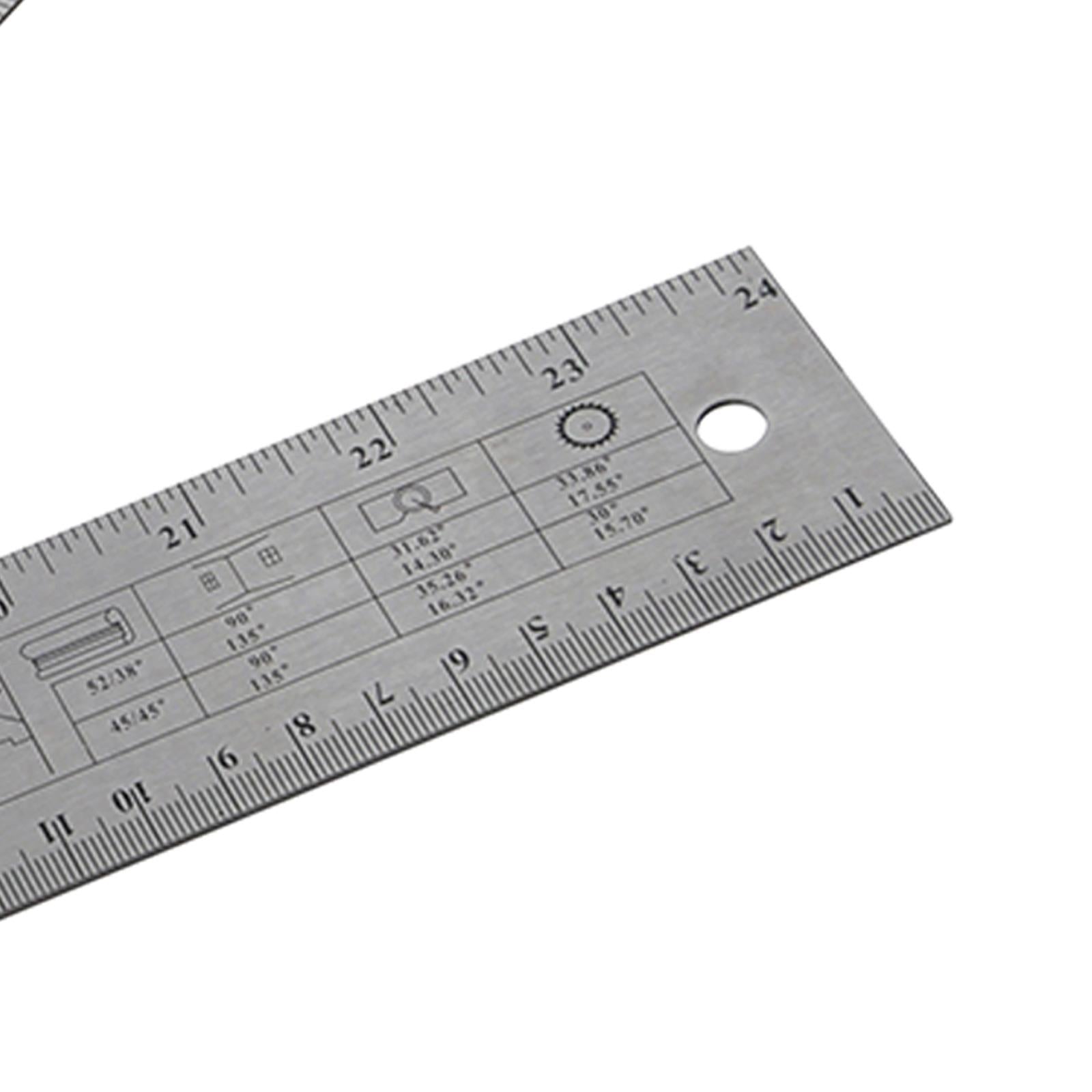 180 & 360 Degree Angle Finder Protractor Tool 600mm Steel Ruler Metric Imperial