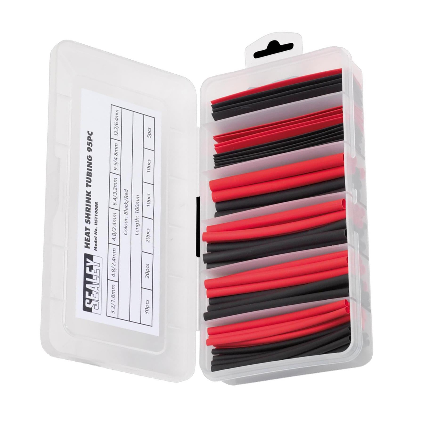 Sealey Heat Shrink Tubing Assortment 95pc 100mm Black & Red