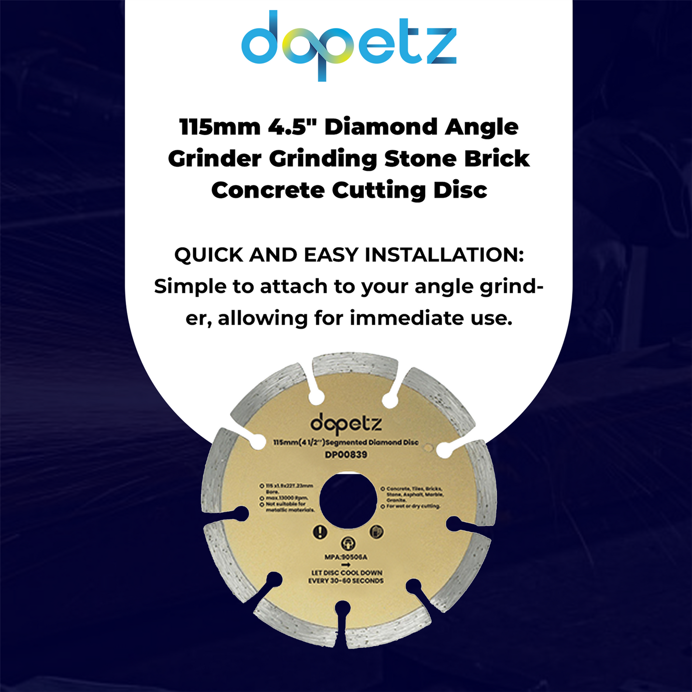 115mm Diamond Cutting Discs 41/2" Angle Grinder Blade, Tile Stone & Concrete