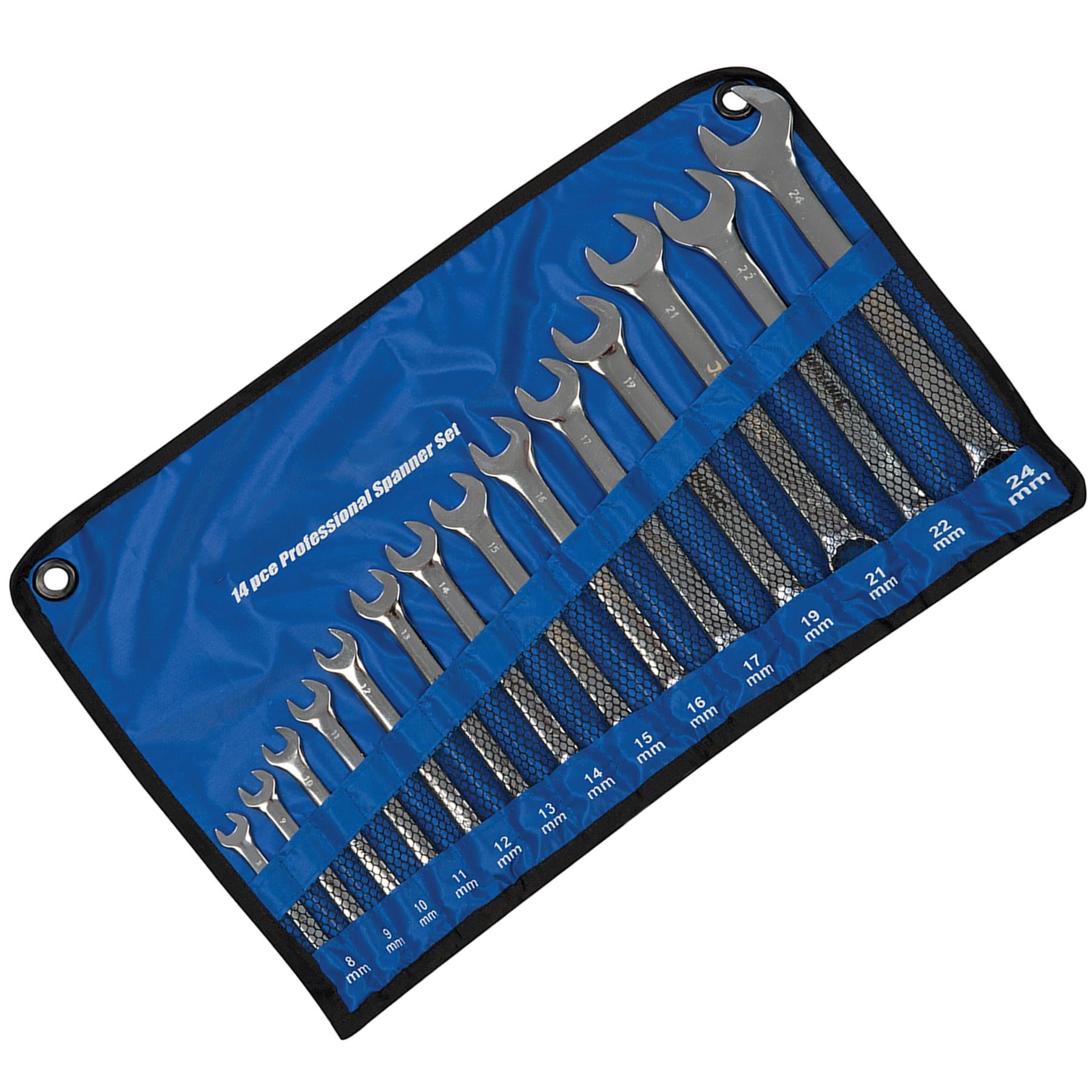 14 Pce  Pro Cr-V Metric Combination Spanner Set 8-24mm (Sp50)