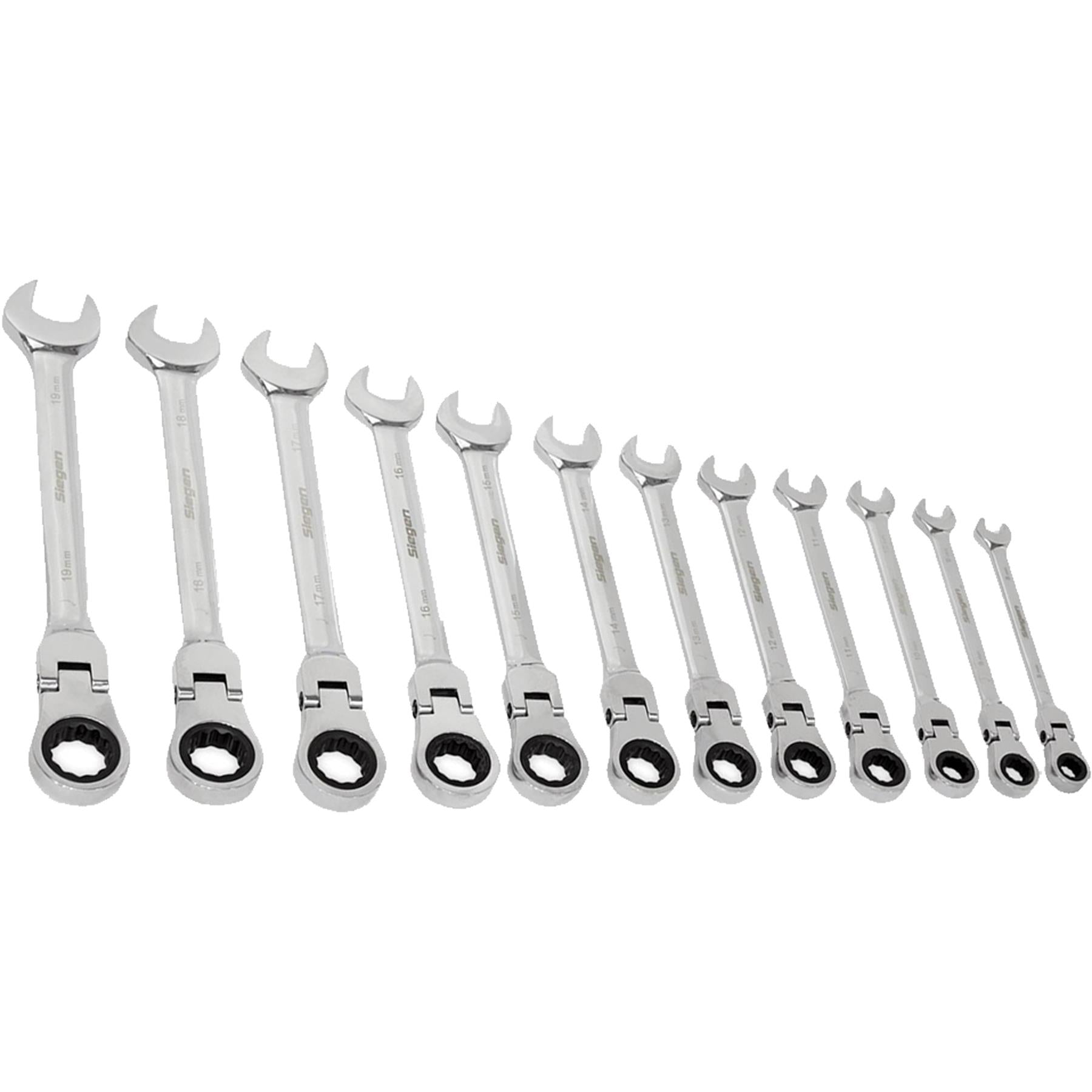 Sealey Flexible Head Ratchet Combination Spanner Set 12pc Metric