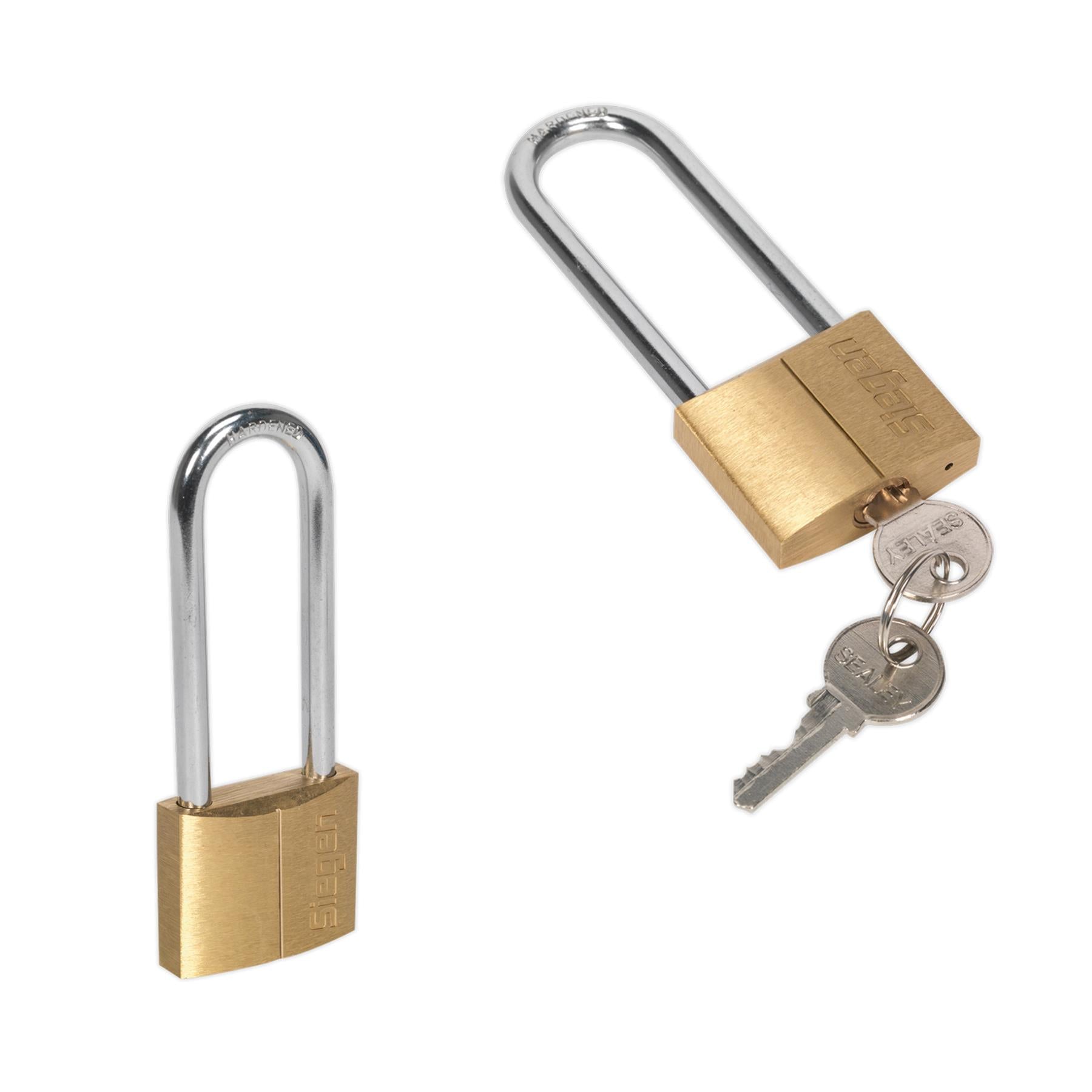 Sealey Brass Body Padlock with Brass Cylinder Long Shackle 40mm