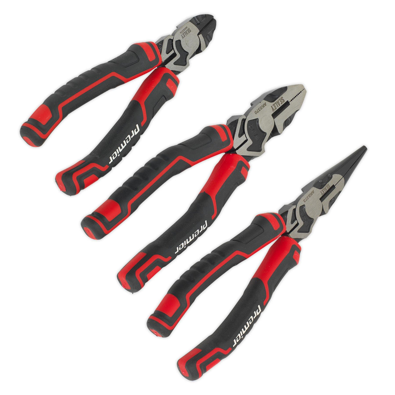 Sealey 3pc High Leverage Pliers Set Long Nose, Combi Plier And Side Cutter
