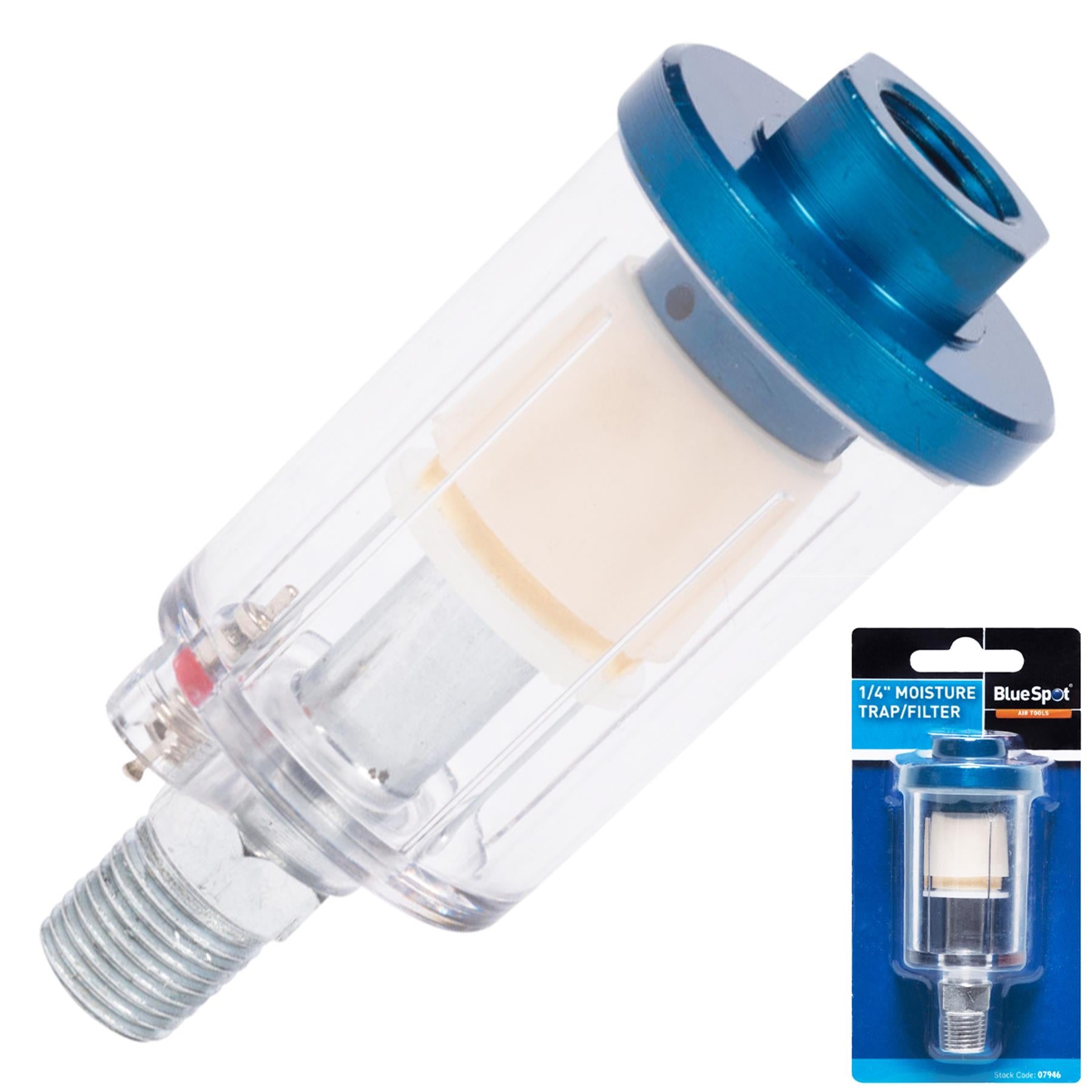 BlueSpot Spray Paint Gun 1/4" BSP Mini in Line Air Filter Moisture Water Trap Air Tool New