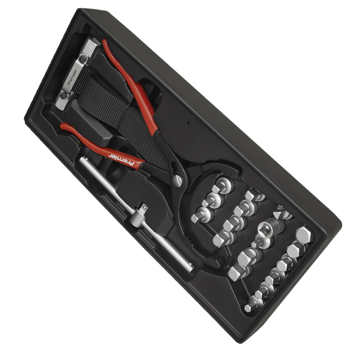 Sealey Tool Tray with Oil Filter Wrench, Pliers & Drain Plug Set 21pc