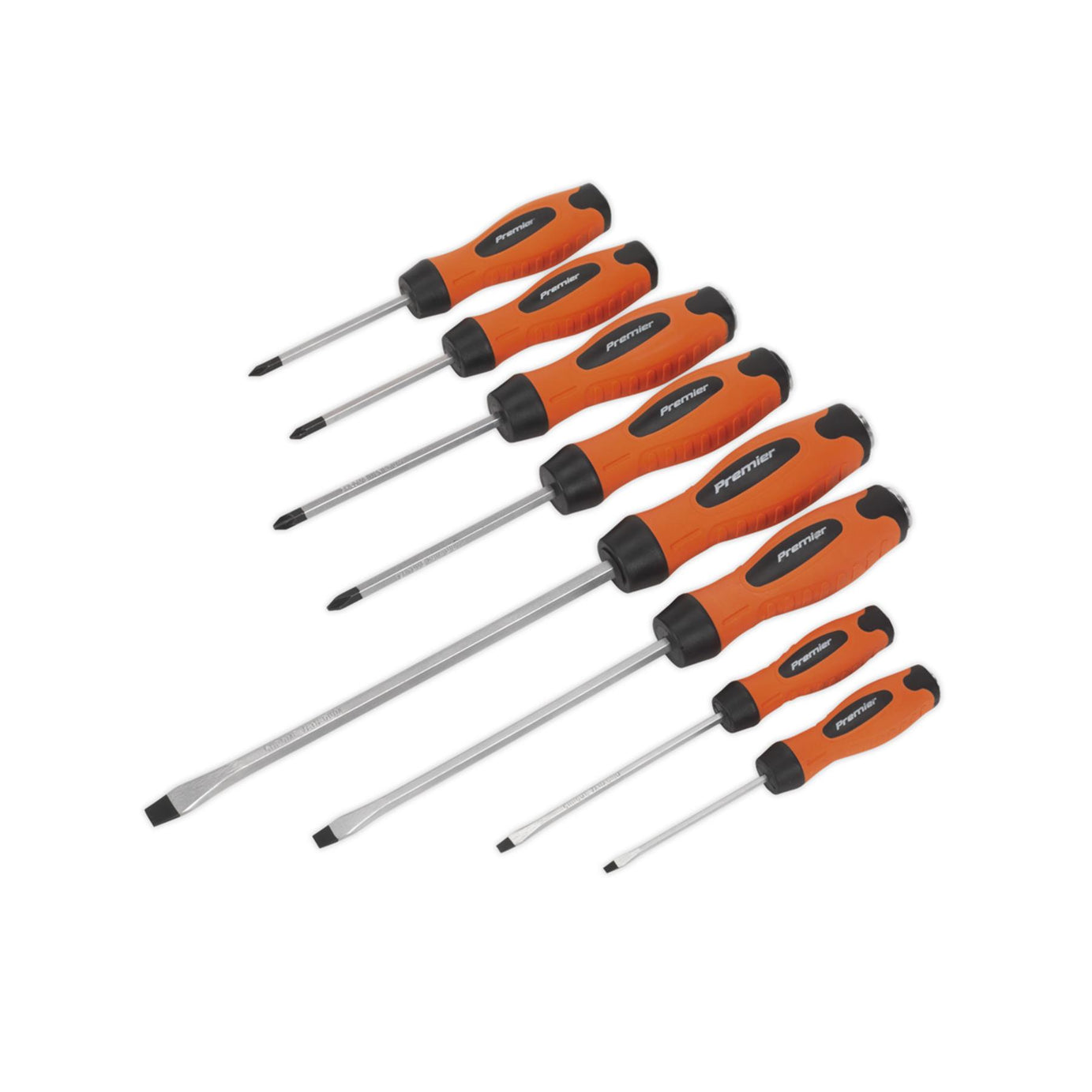 Sealey Screwdriver Set 8pc Hammer-Thru Hi-Vis Orange