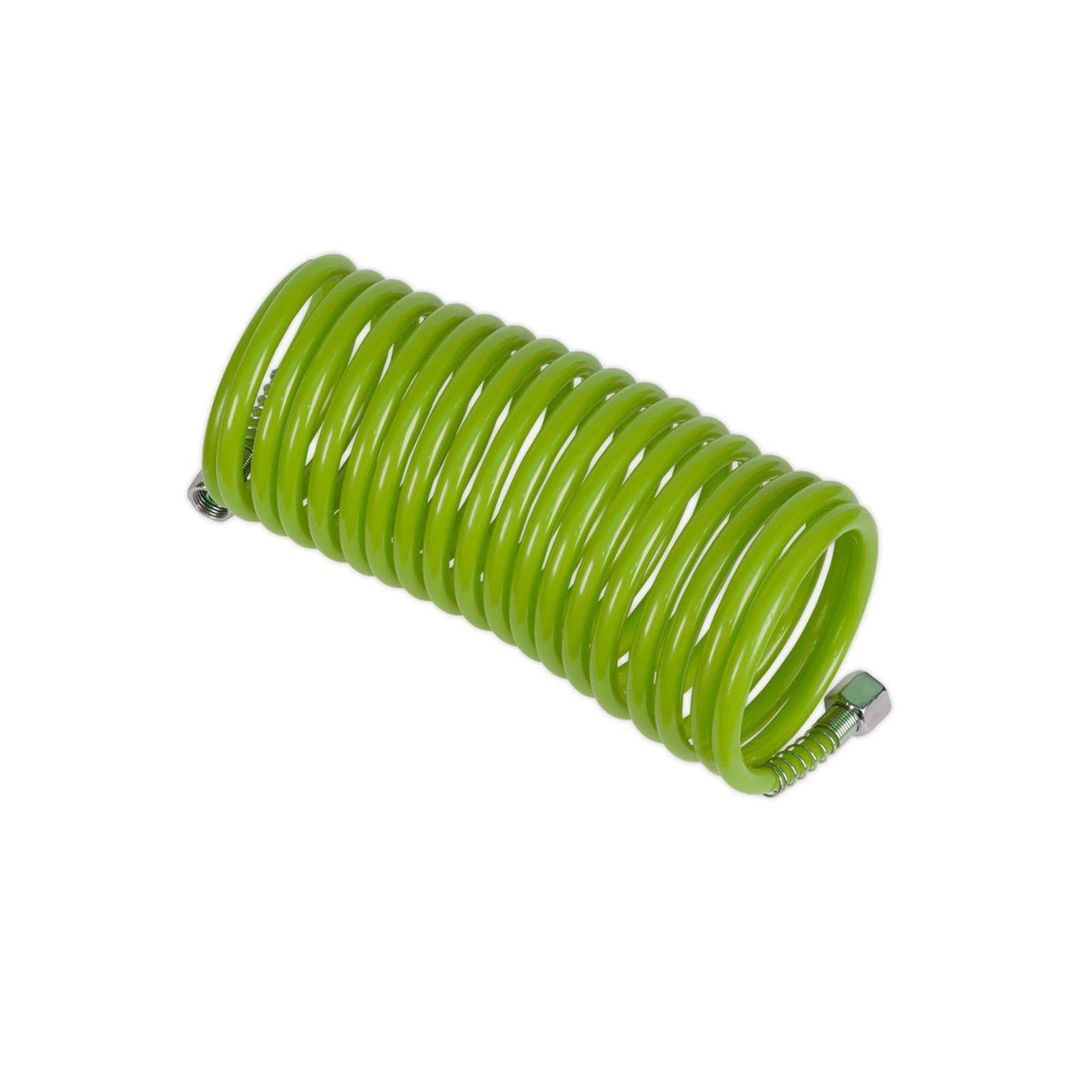 Sealey PE Coiled Air Hose 5m x Ø5mm with 1/4"BSP Unions - Green