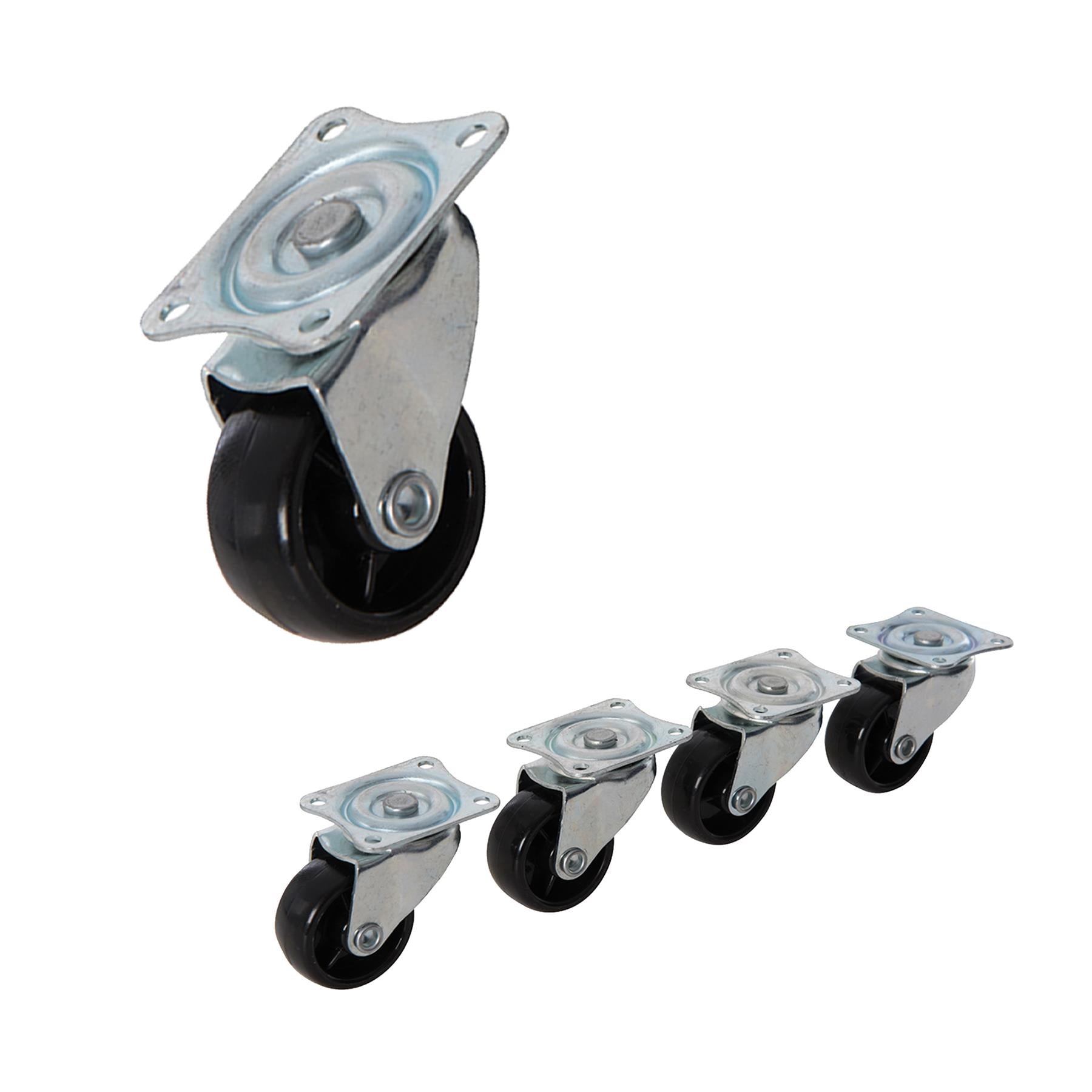 4Pk Light Duty Swivel Action Castors - 41mm Plate With Non-Marking Tyres