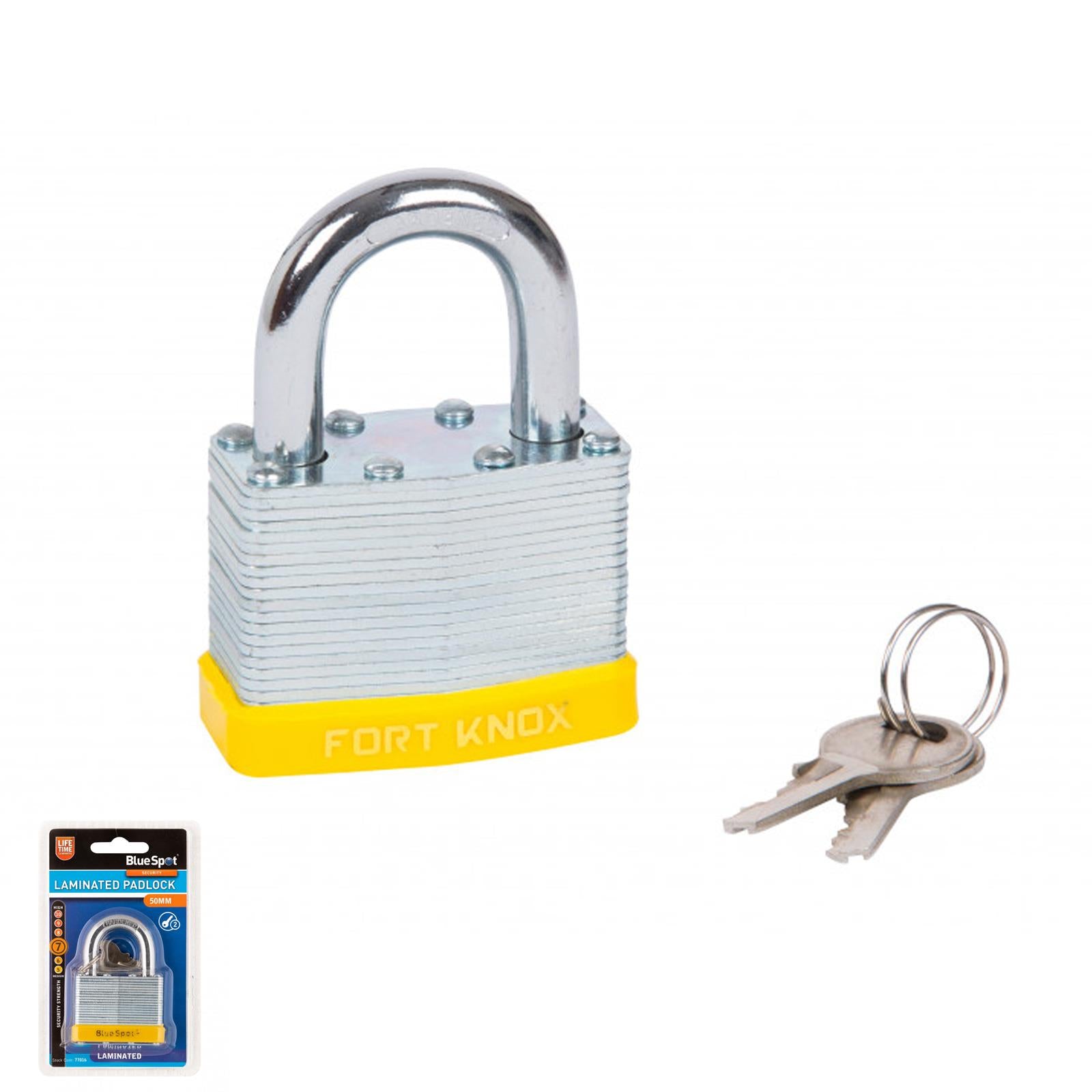BlueSpot 50mm Laminated Padlock +WITH 2 KEYS+ High Security Steel Body