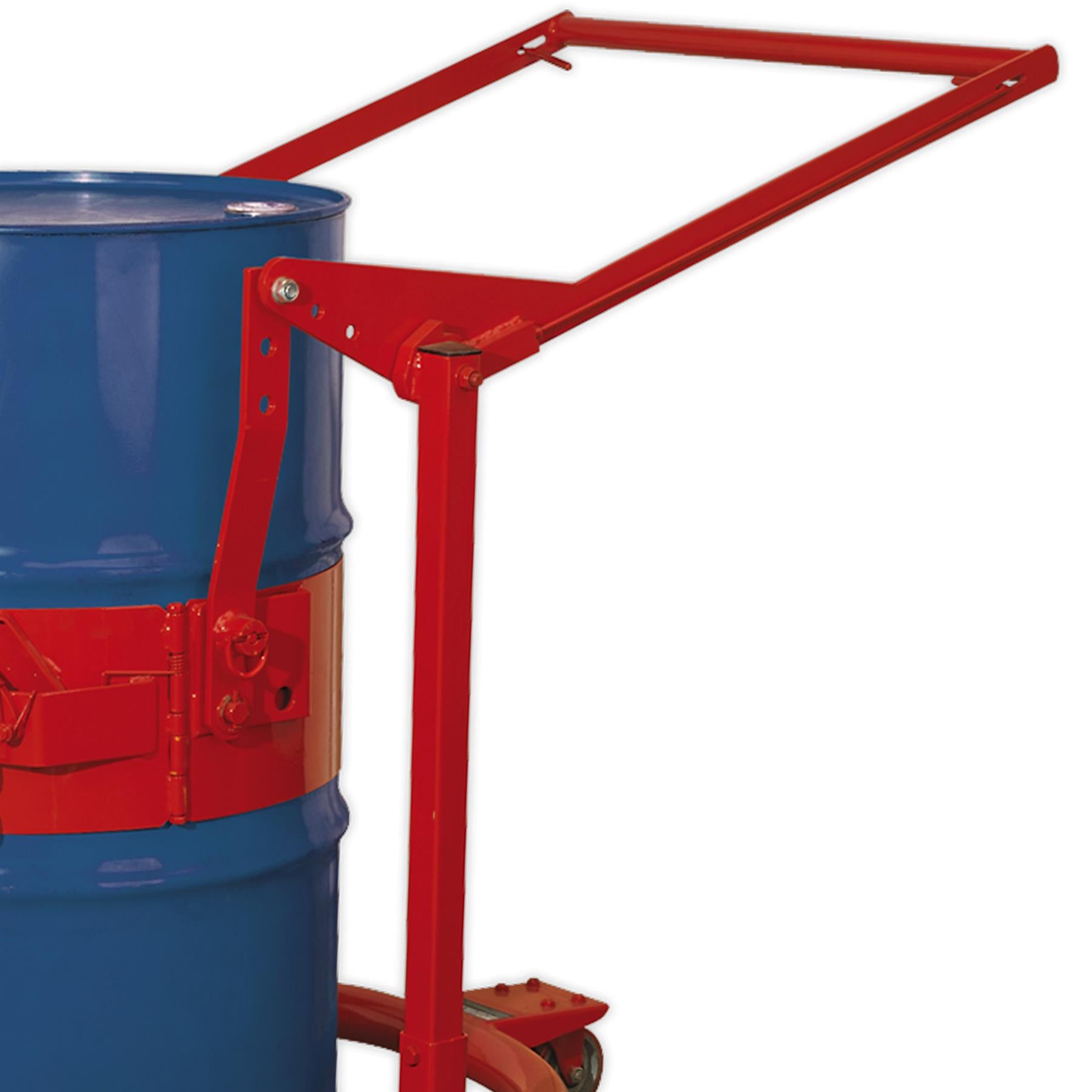 Sealey Mobile Drum Handler 205L  Lever handle raises drum