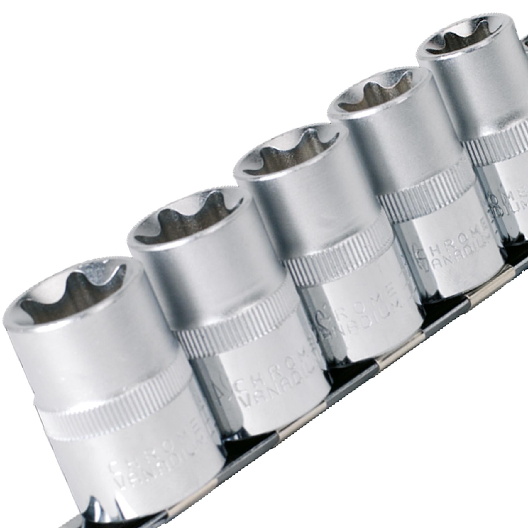 Sealey TRX-Star* Socket Set 9pc 3/8" & 1/2"Sq Dr E10-E14 & E16-E24