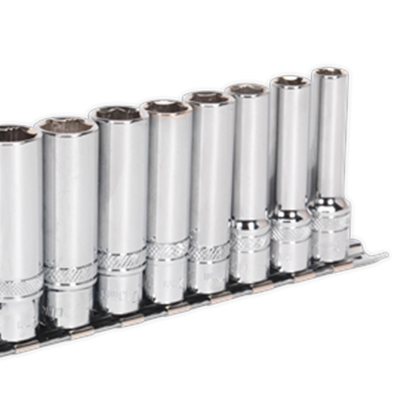 Sealey Deep Lock-On Socket Set 3/8"Sq Dr 12pc 8-19mm 6pt Metric Long Reach