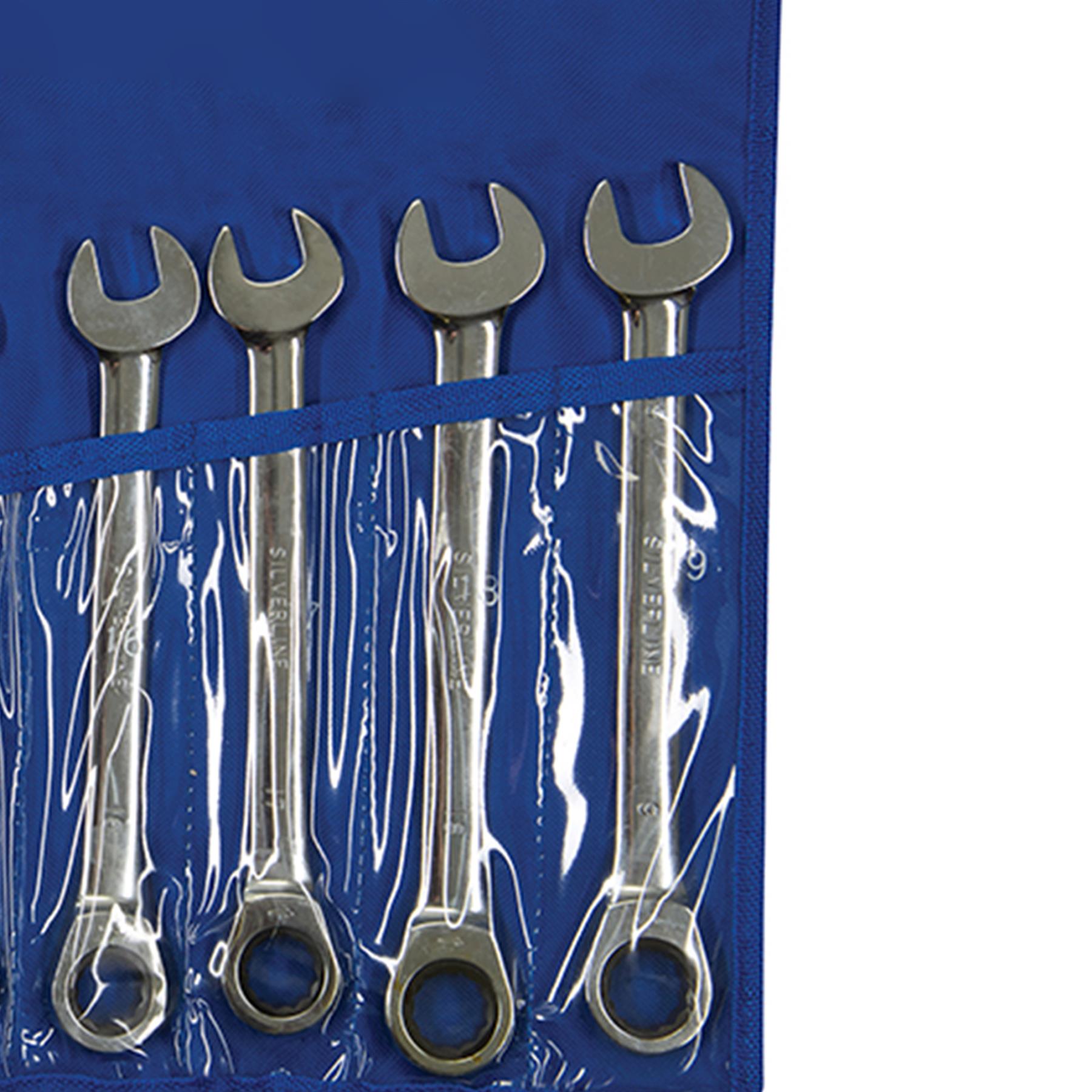 12Pce Fixed Head Ratchet Spanner Set 8mm - 19mm Tough Nylon Storage Roll