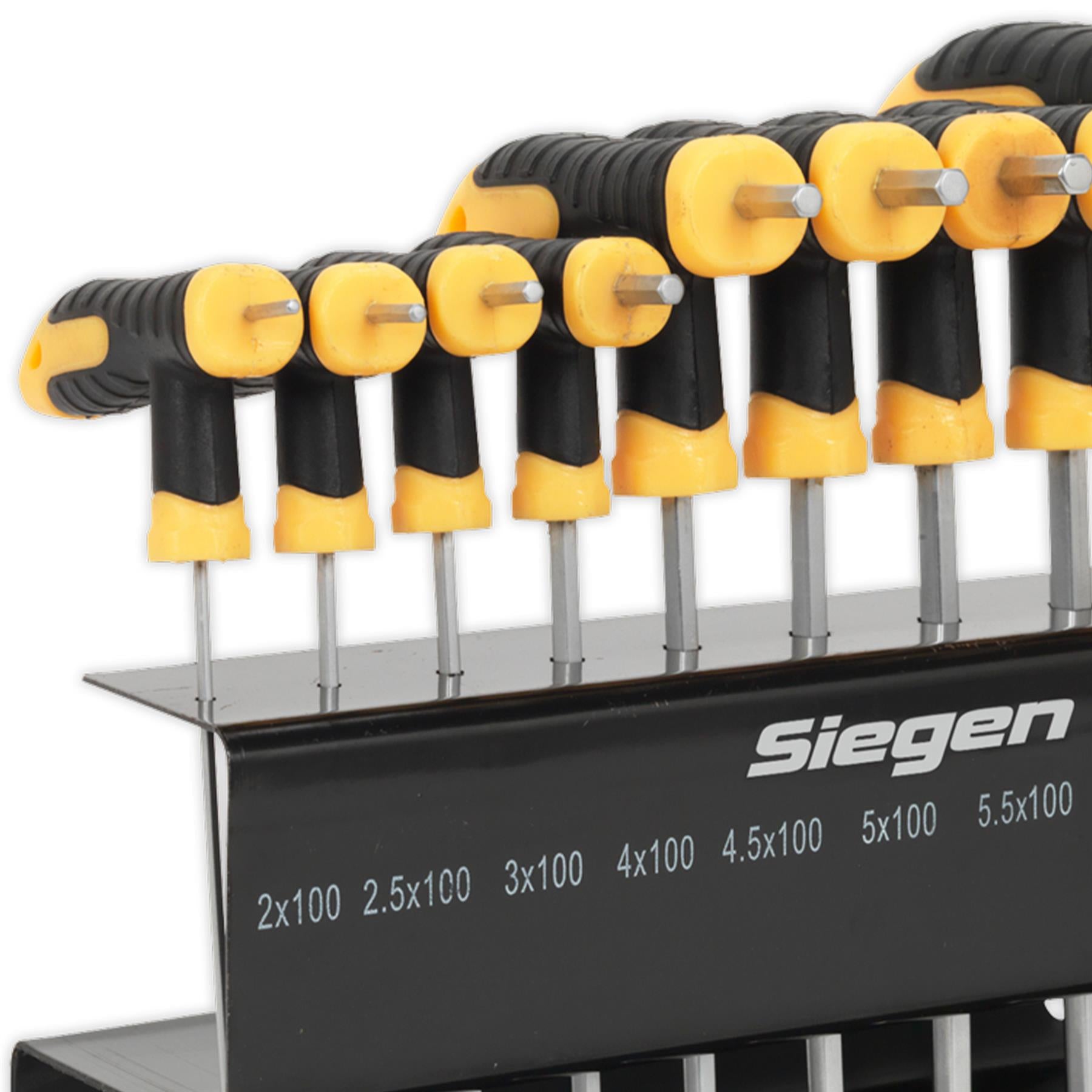 Siegen 10pc T-Handle Ball-End Hex Allen Key Set in Metal Stand 2-10mm