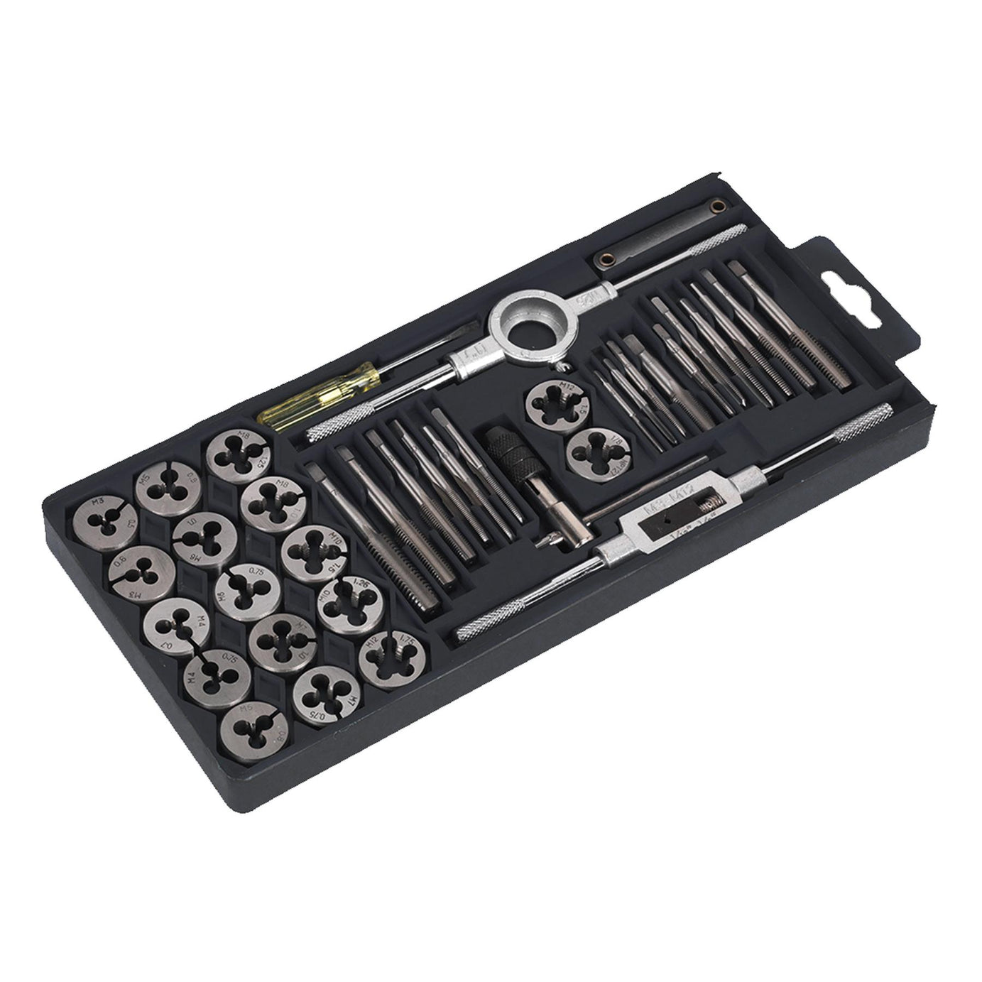 Sealey 40pc Metric Tap and Die Set Split Dies Alloy Steel M3 - M12