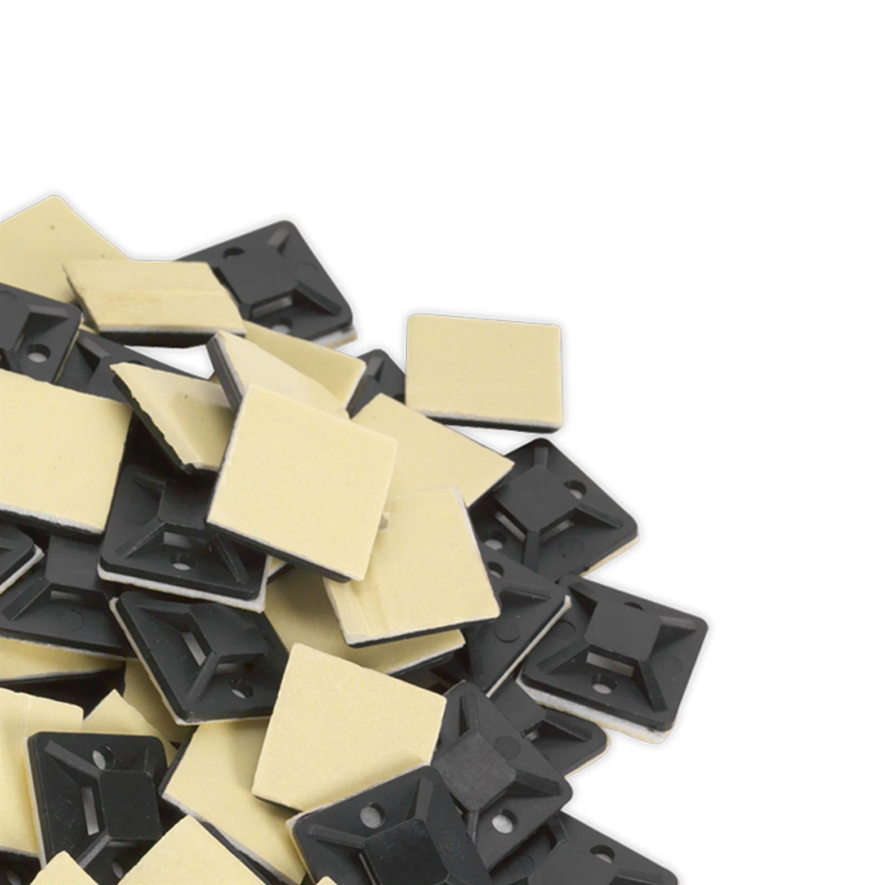 Sealey Self-Adhesive Cable Tie Mount 20 x 20mm Black Pack of 100