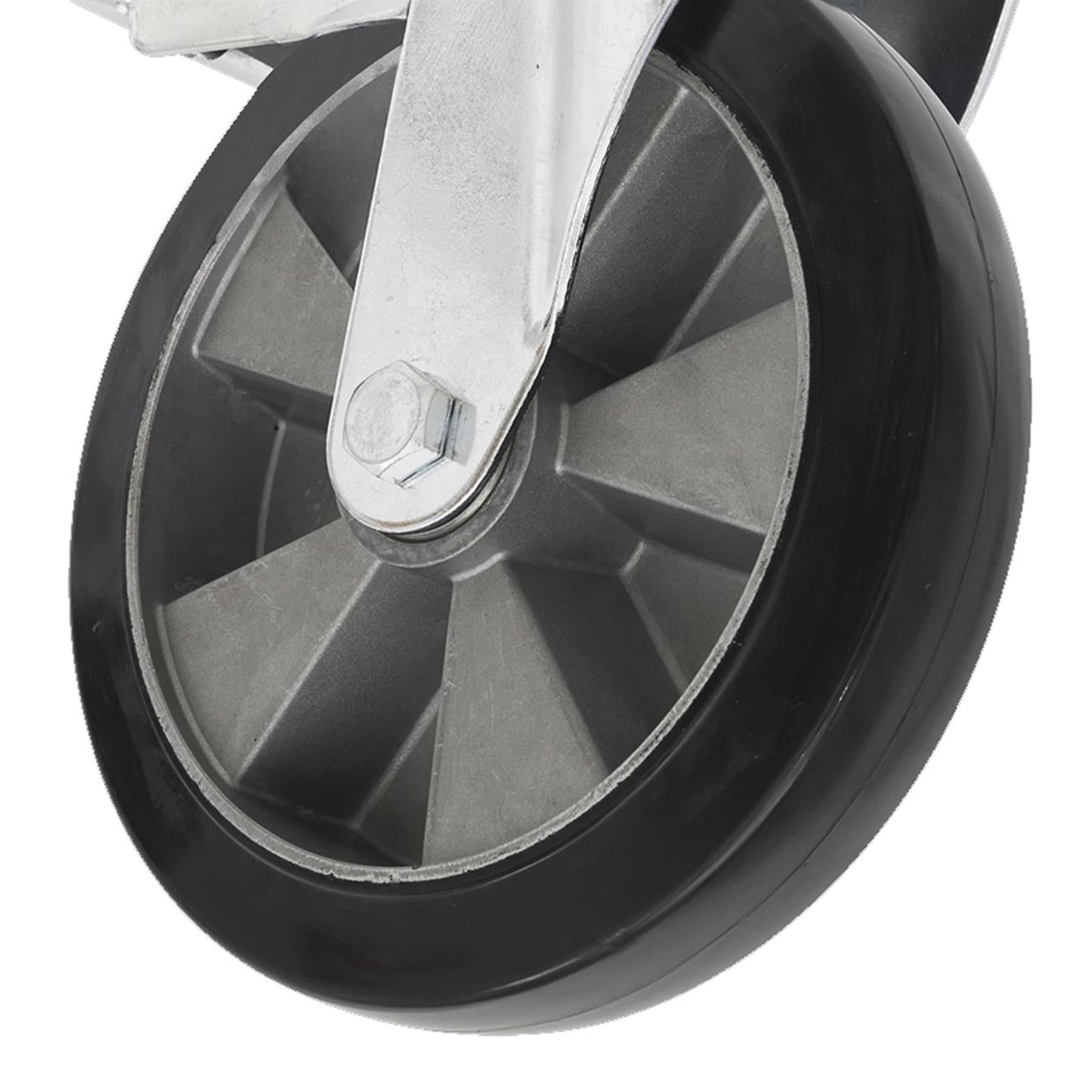 Sealey Heavy-Duty Rubber Castor Wheel Swivel with Total Lock 200mm