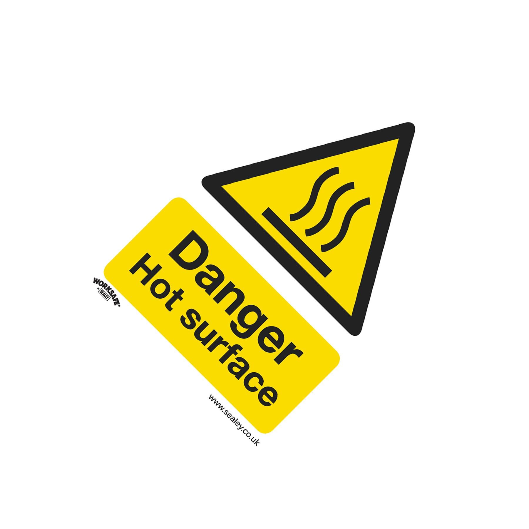Warning Safety Sign - Danger Hot Surface - Self-Adhesive Vinyl