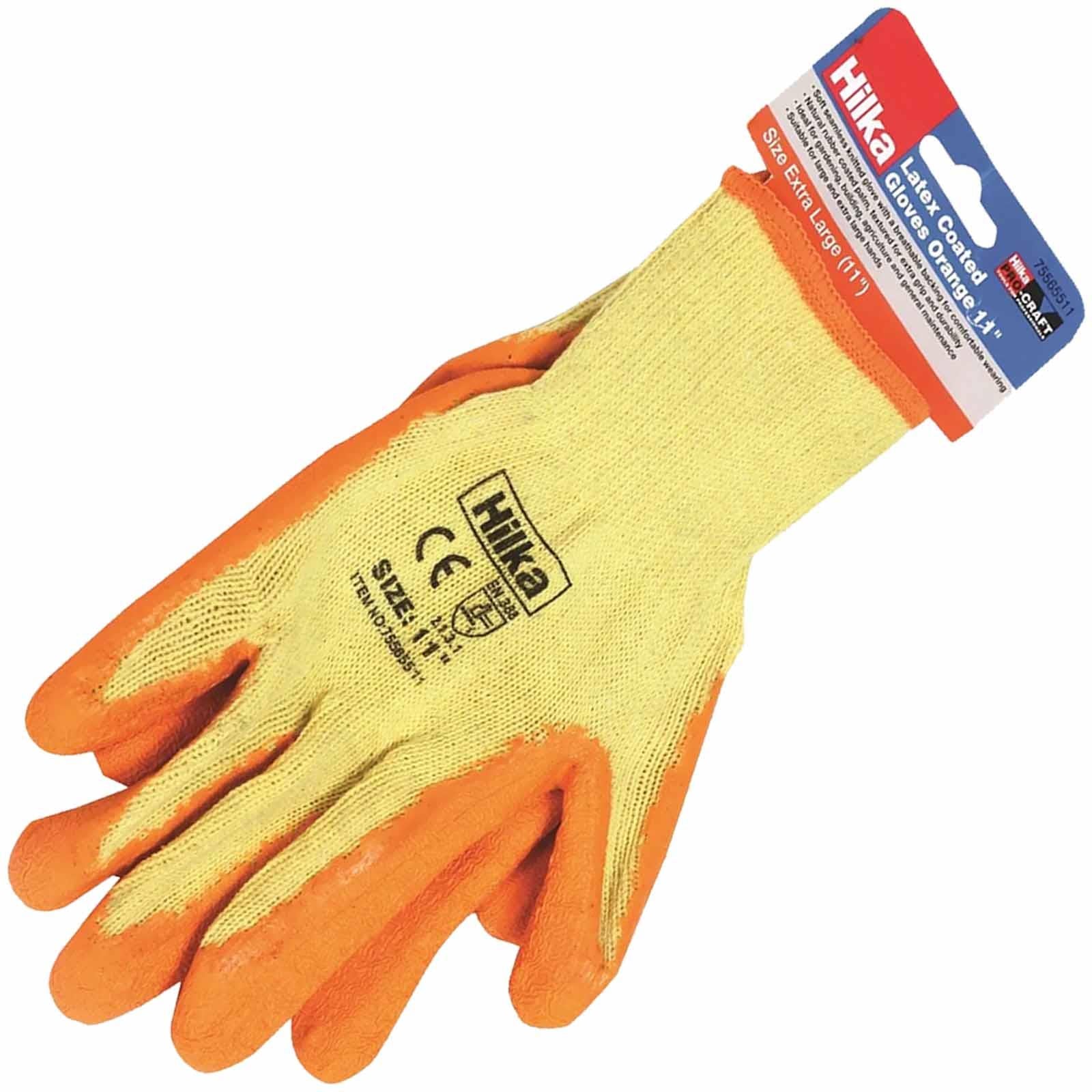 Orange Latex Coated Work Gloves
