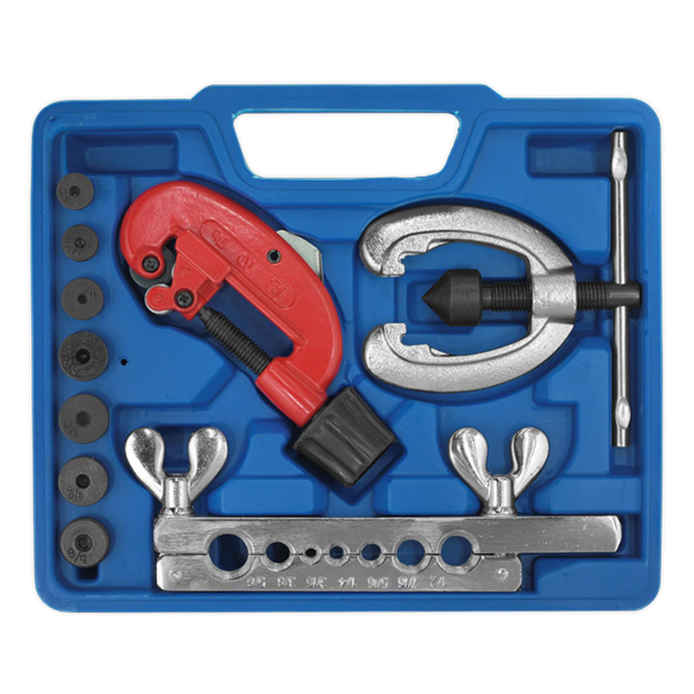 Sealey 10Pc Brake Pipe Flaring & Cutting Kit Fuel Repair Tool Set 3/16"-5/8 Dies