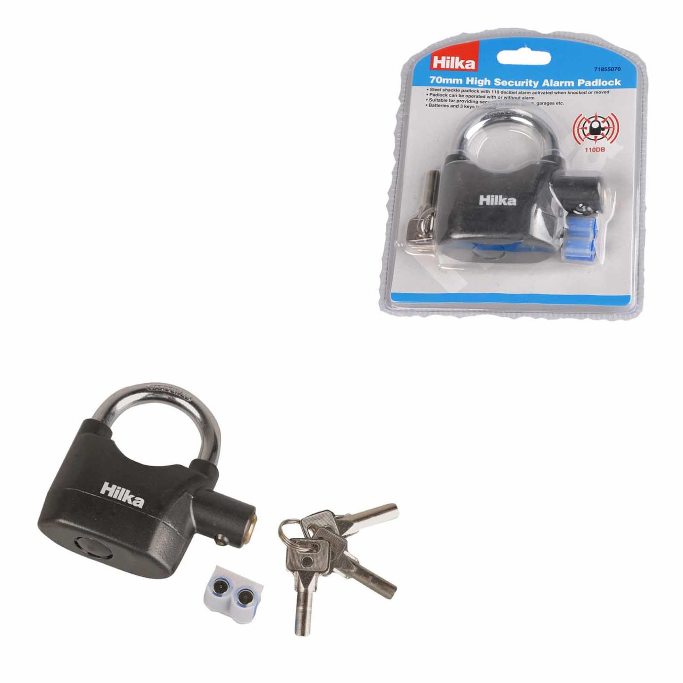 110 DB 70mm Alarm Padlock Security Siren Lock Motorbike Anti Theft Bike