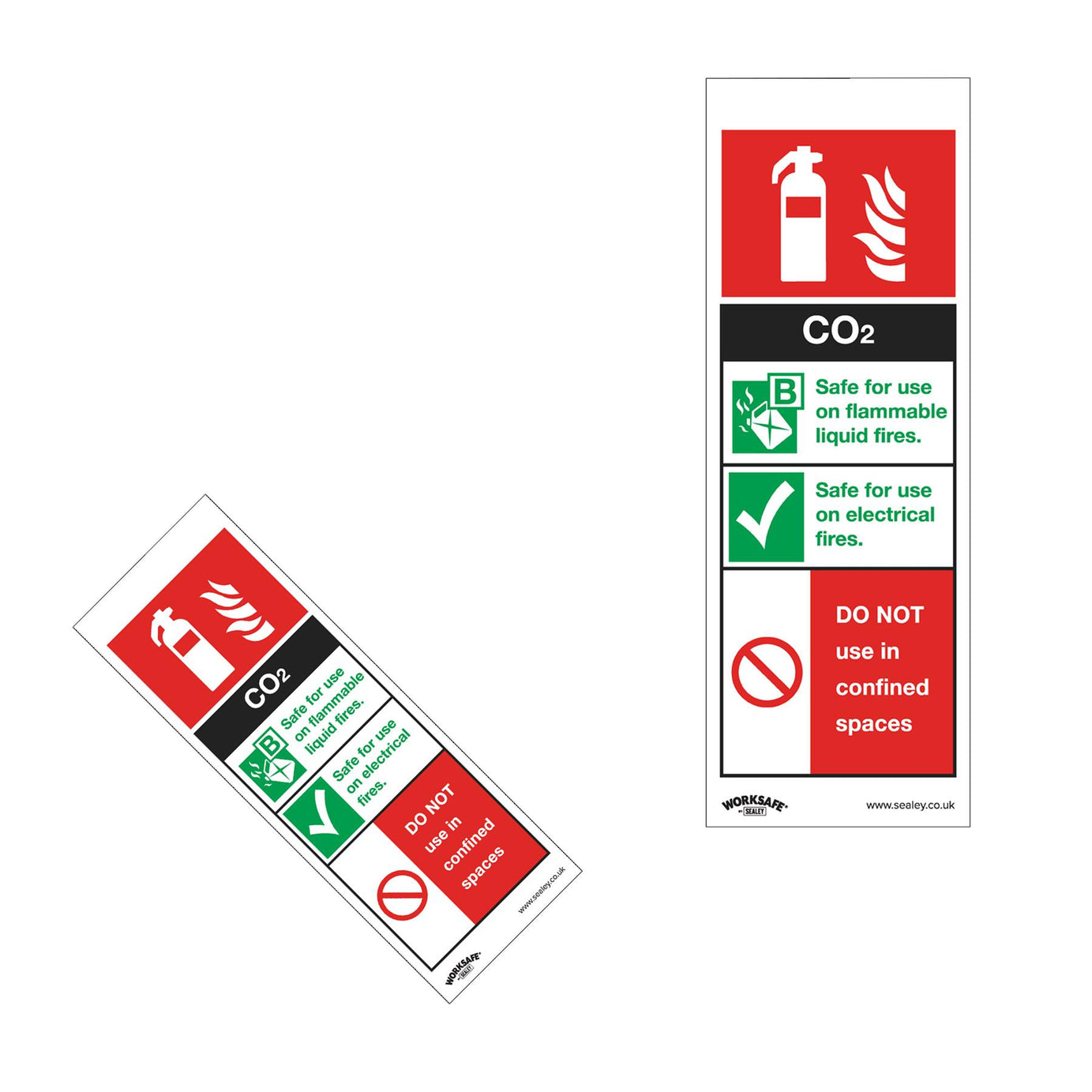 Sealey Safety Sign - CO2 Fire Extinguisher - Self-Adhes. Pack of10