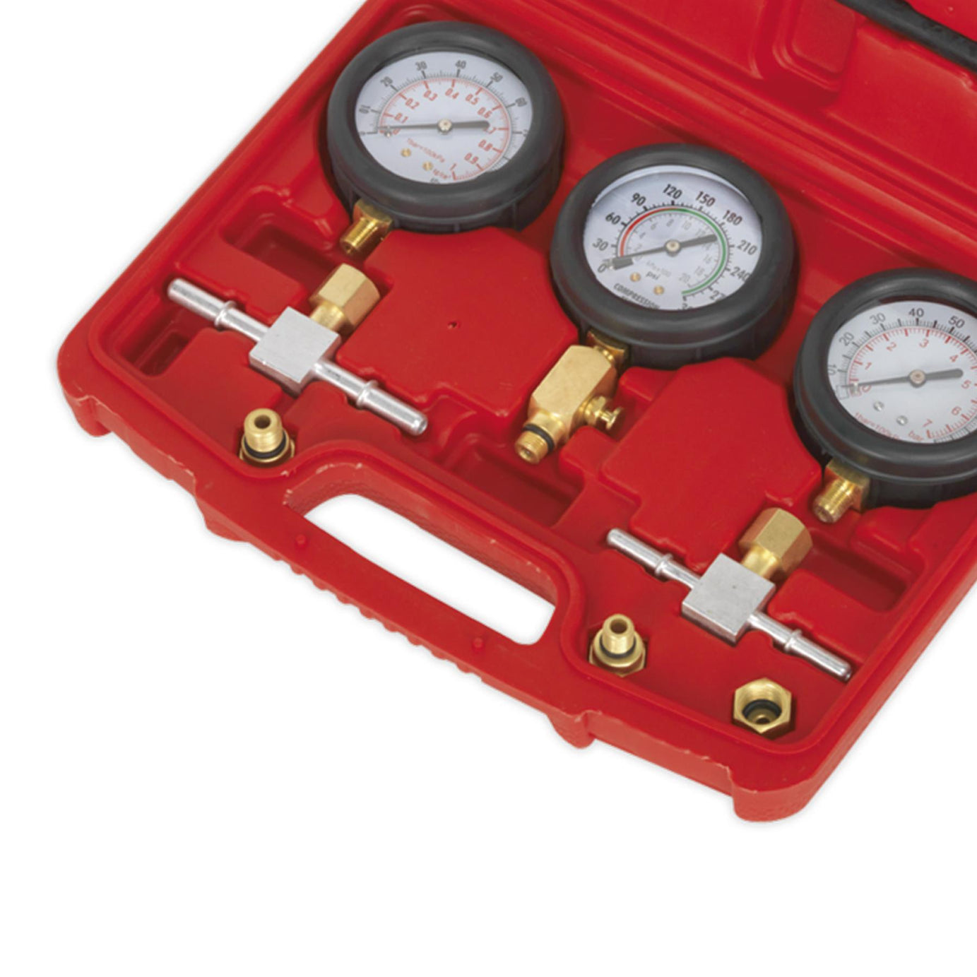 Sealey Motorcycle Compression & Fuel Pressure Gauge Set 3pc