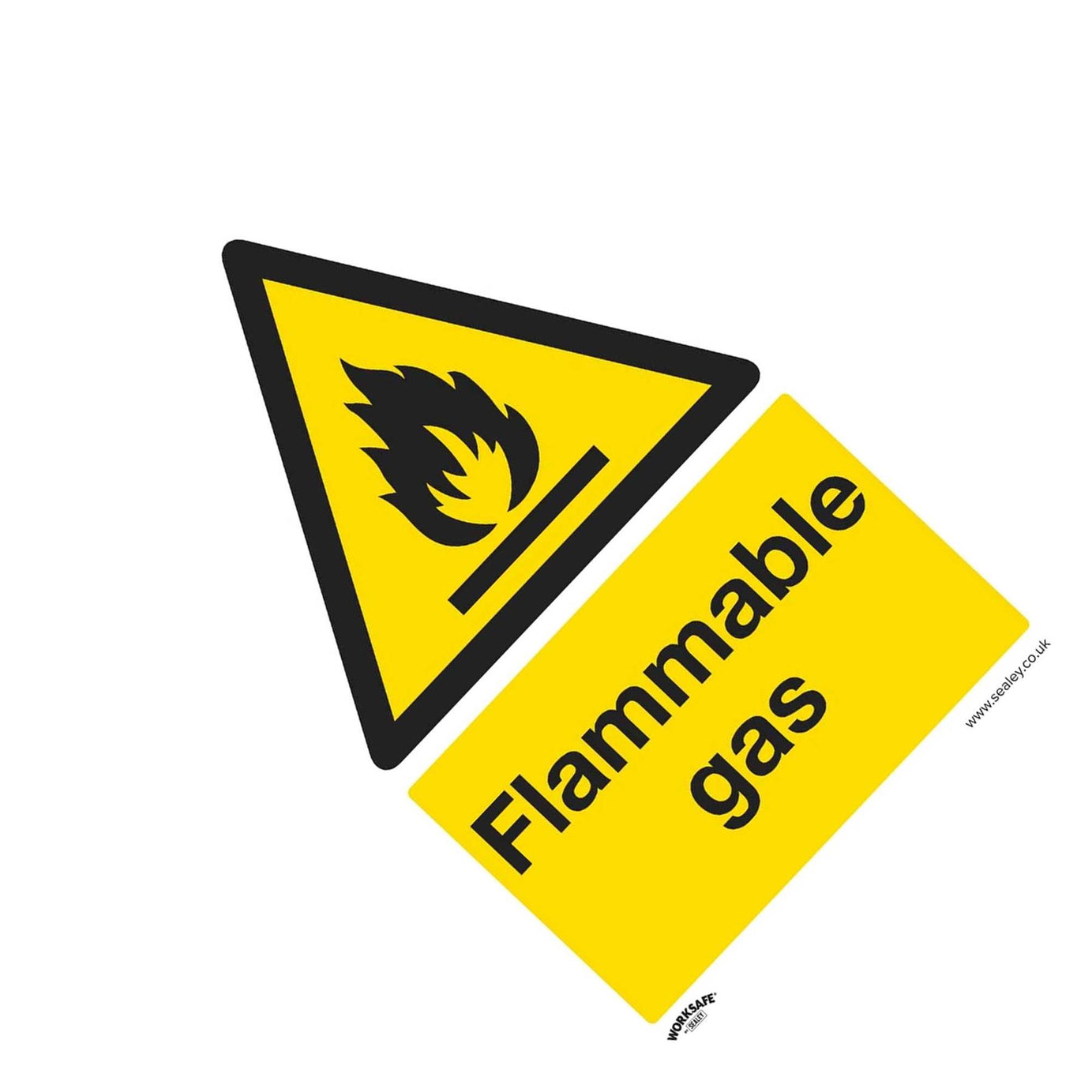 Sealey Warning Safety Sign - Flammable Gas - Rigid Plastic - Pack of 10