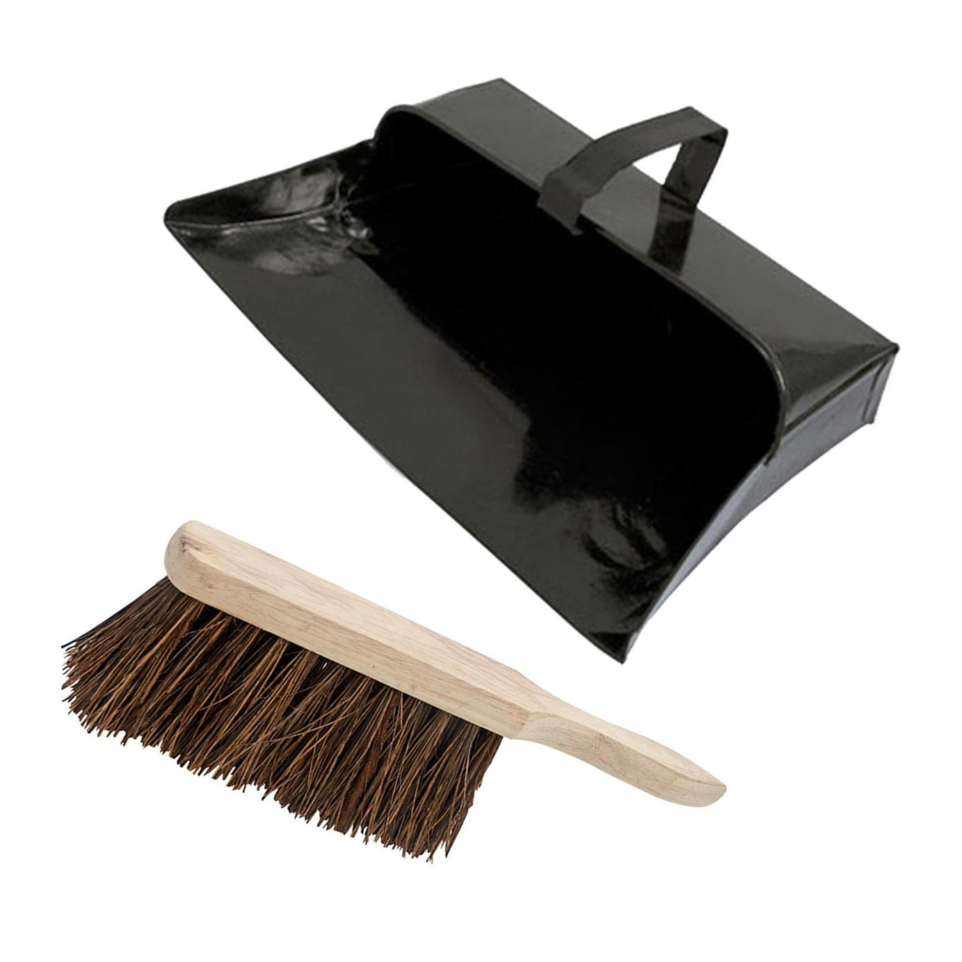 Strong Trade Metal Dustpan And Stiff Wooden Hand Brush Dustpan Set