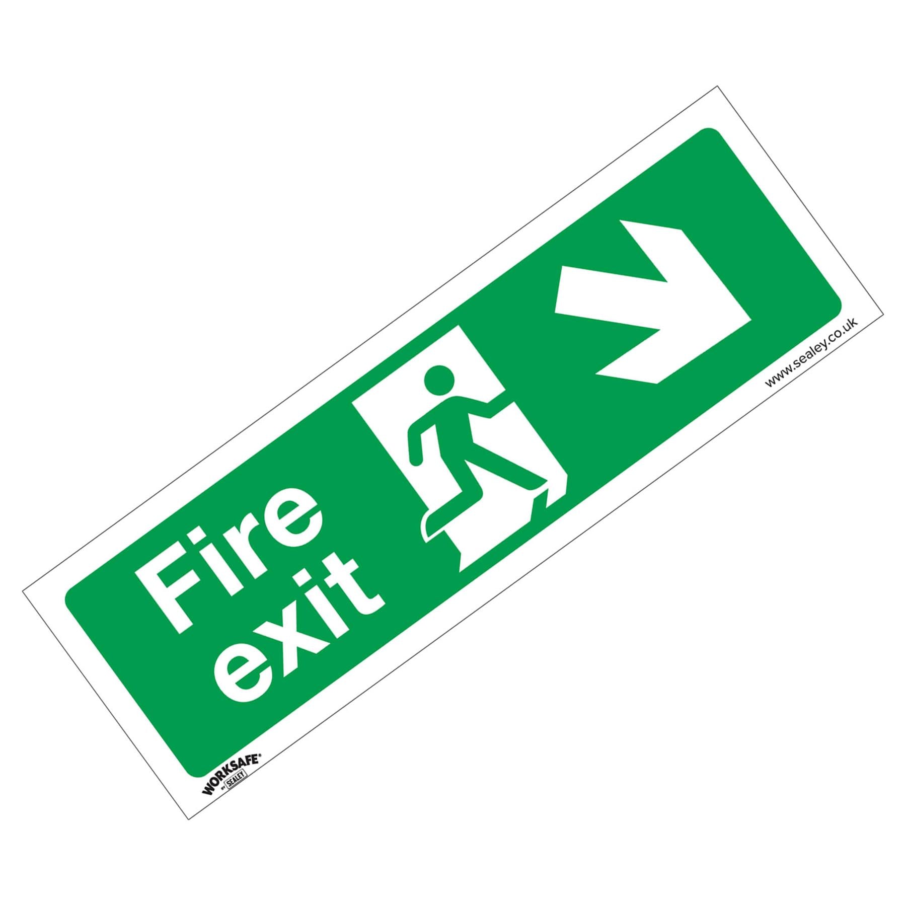 Safe Conditions Safety Sign - Fire Exit (Down Right) - Self-Adhesive Vinyl