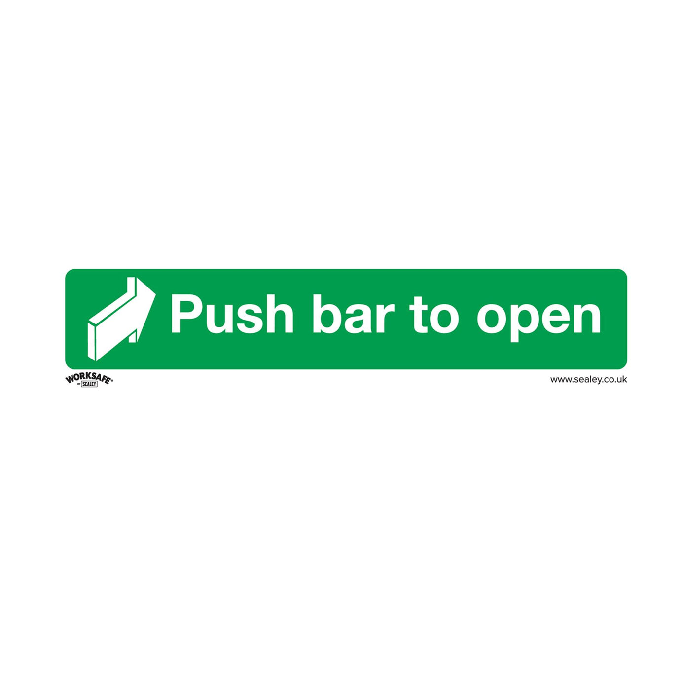 Sealey Safety Sign - Push Bar To Open - Rigid Plastic - Pack of 10