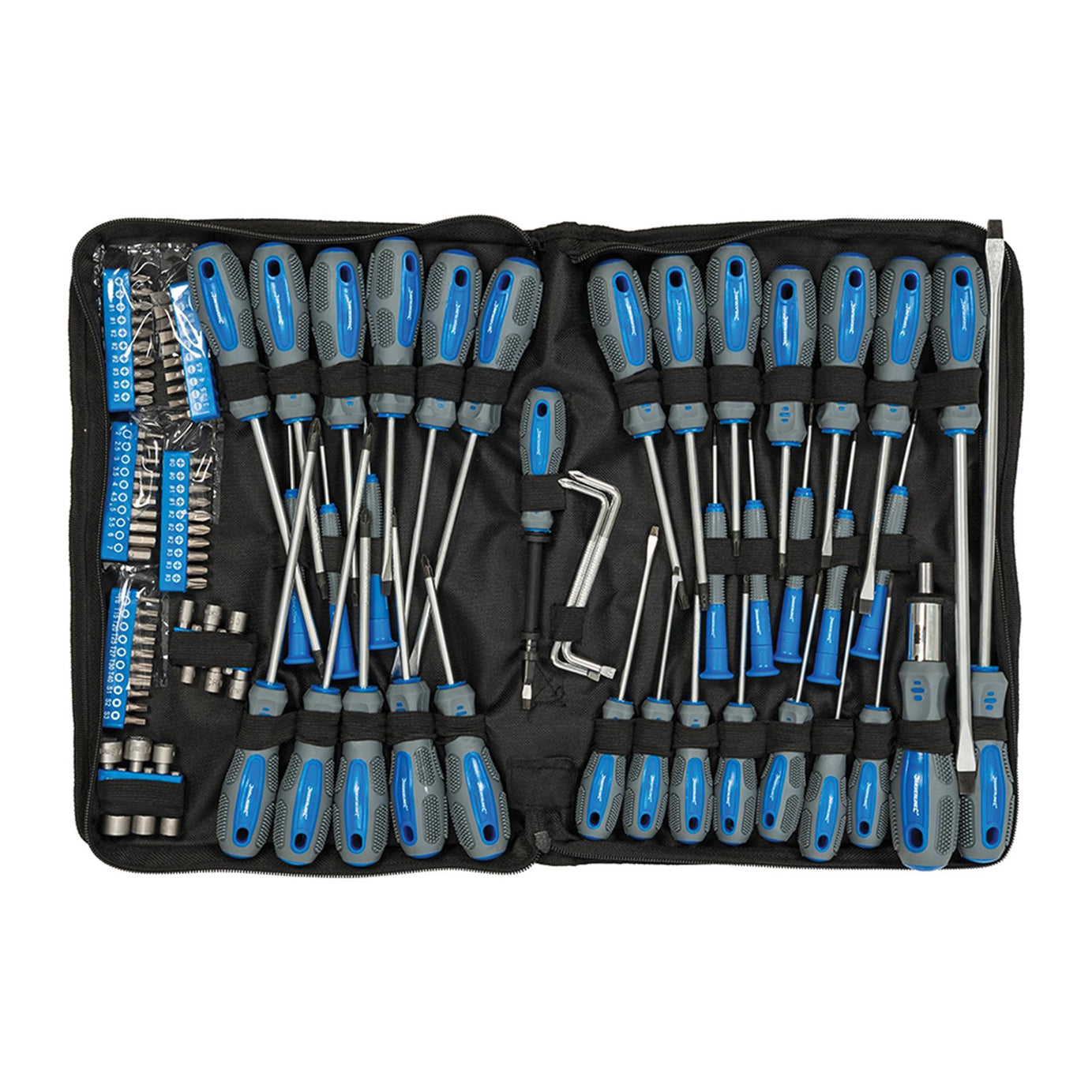 Screwdriver Set 100pc Hardened Chrome Vanadium Blades And Tips Soft-grip handles