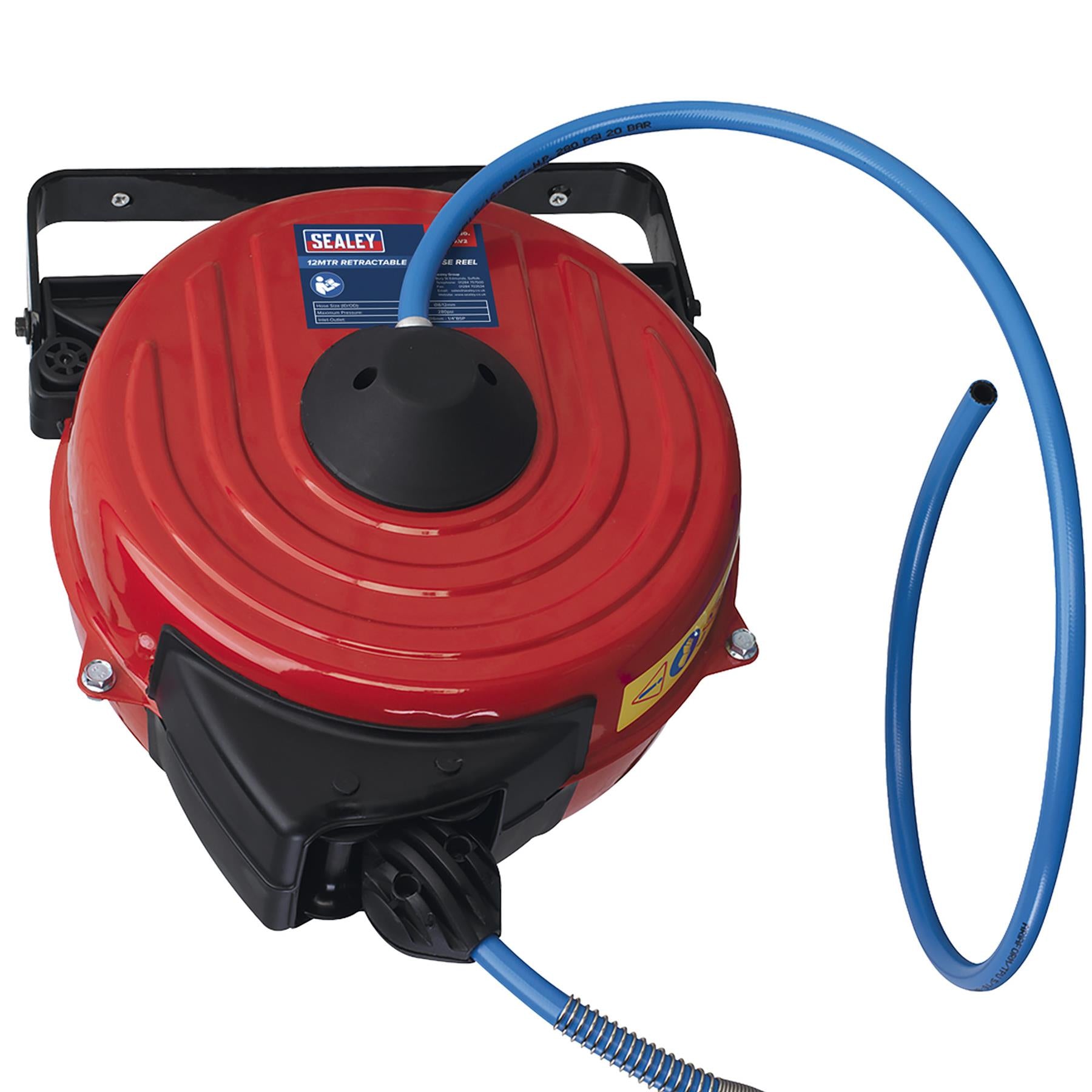 Sealey Retractable Air Hose Reel 12m 8mm ID TPU Hose