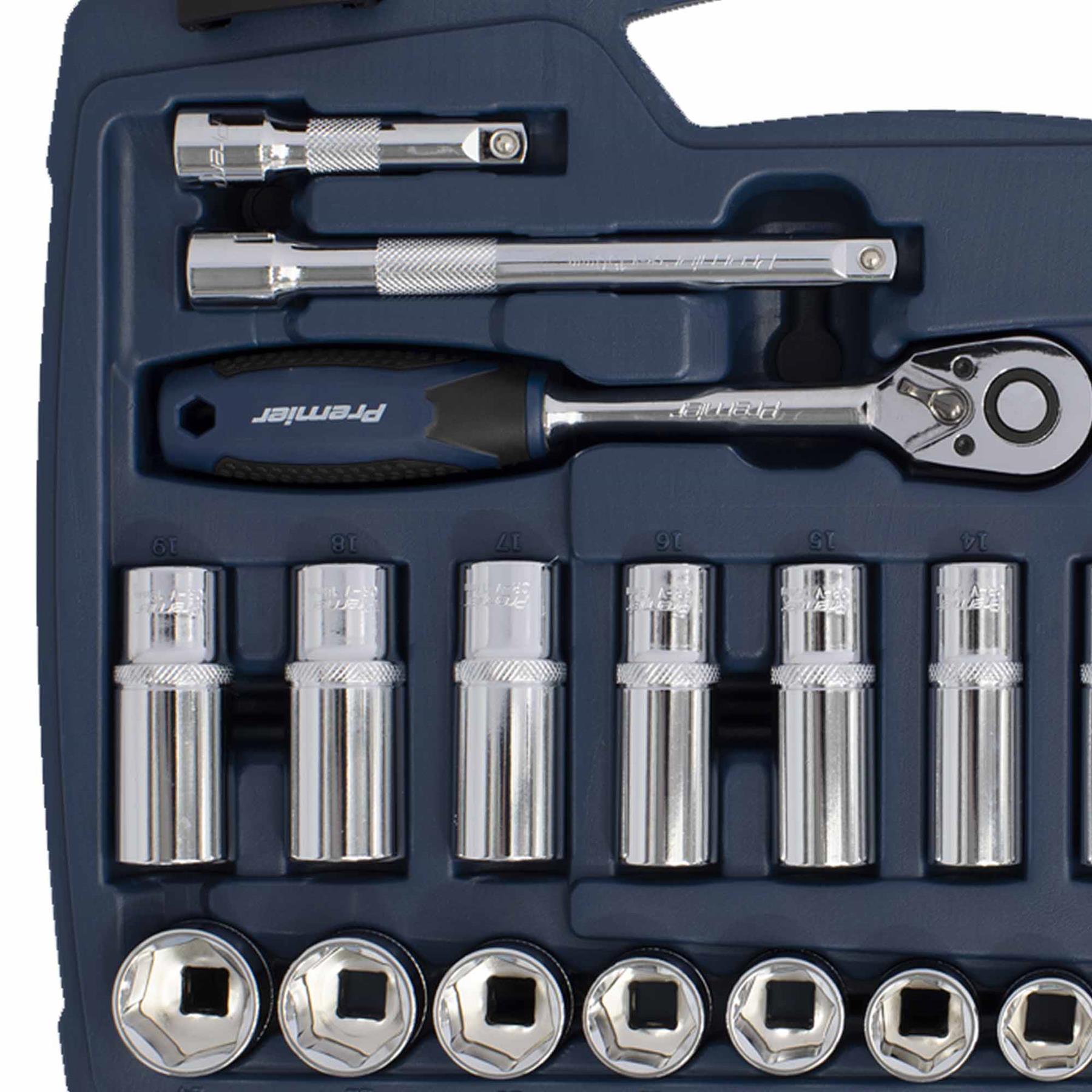 Sealey Socket Set 34pc 3/8"Sq Drive 6pt WallDrive Metric