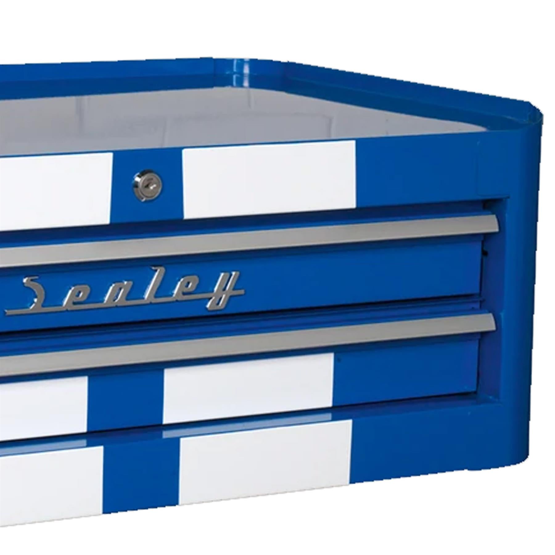 Sealey Mid-Box 2 Drawer Retro Style - Blue with White Stripes