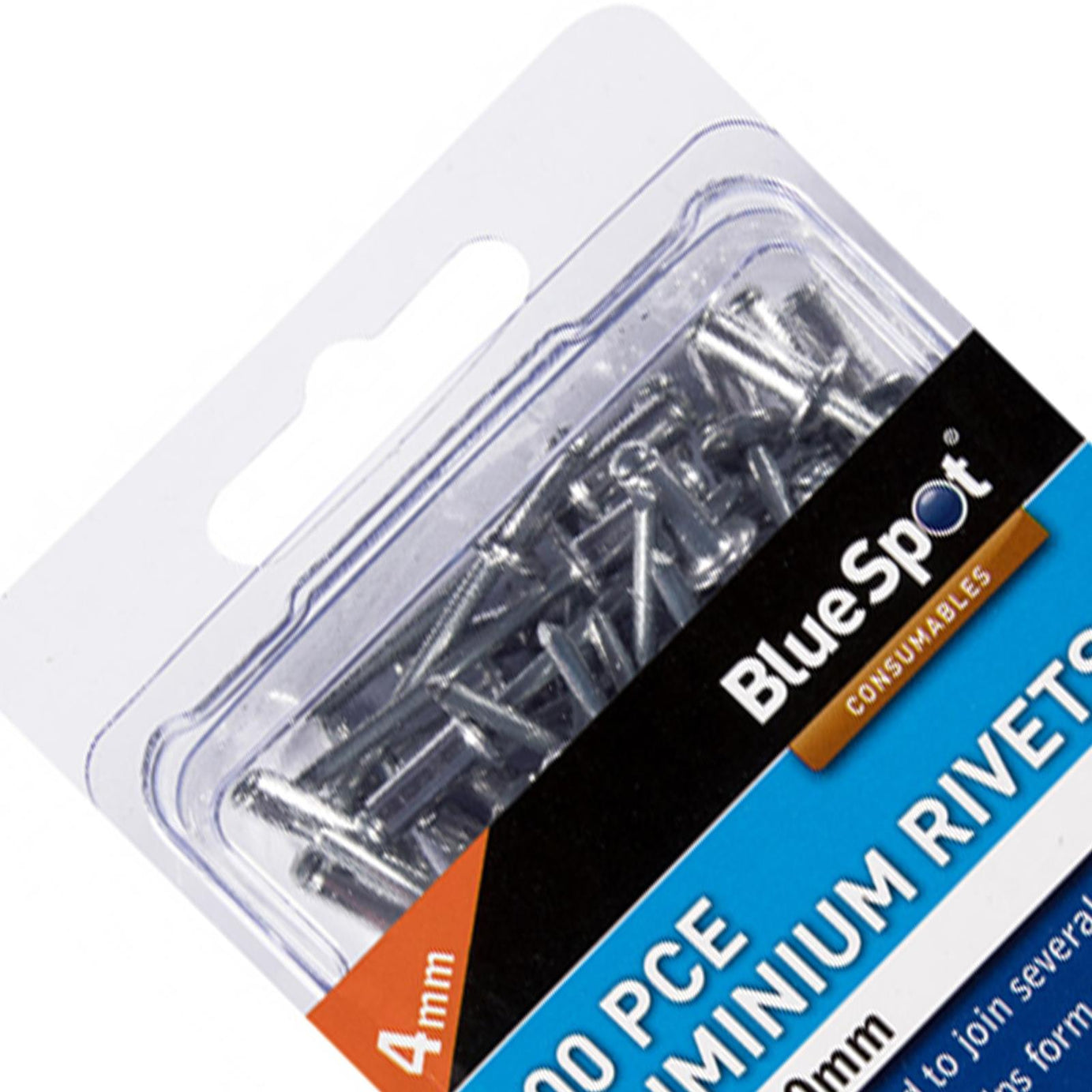 100 Pce 4mm X 10mm Large Flange Aluminium Pop Rivets Blind Rivet BlueSpot