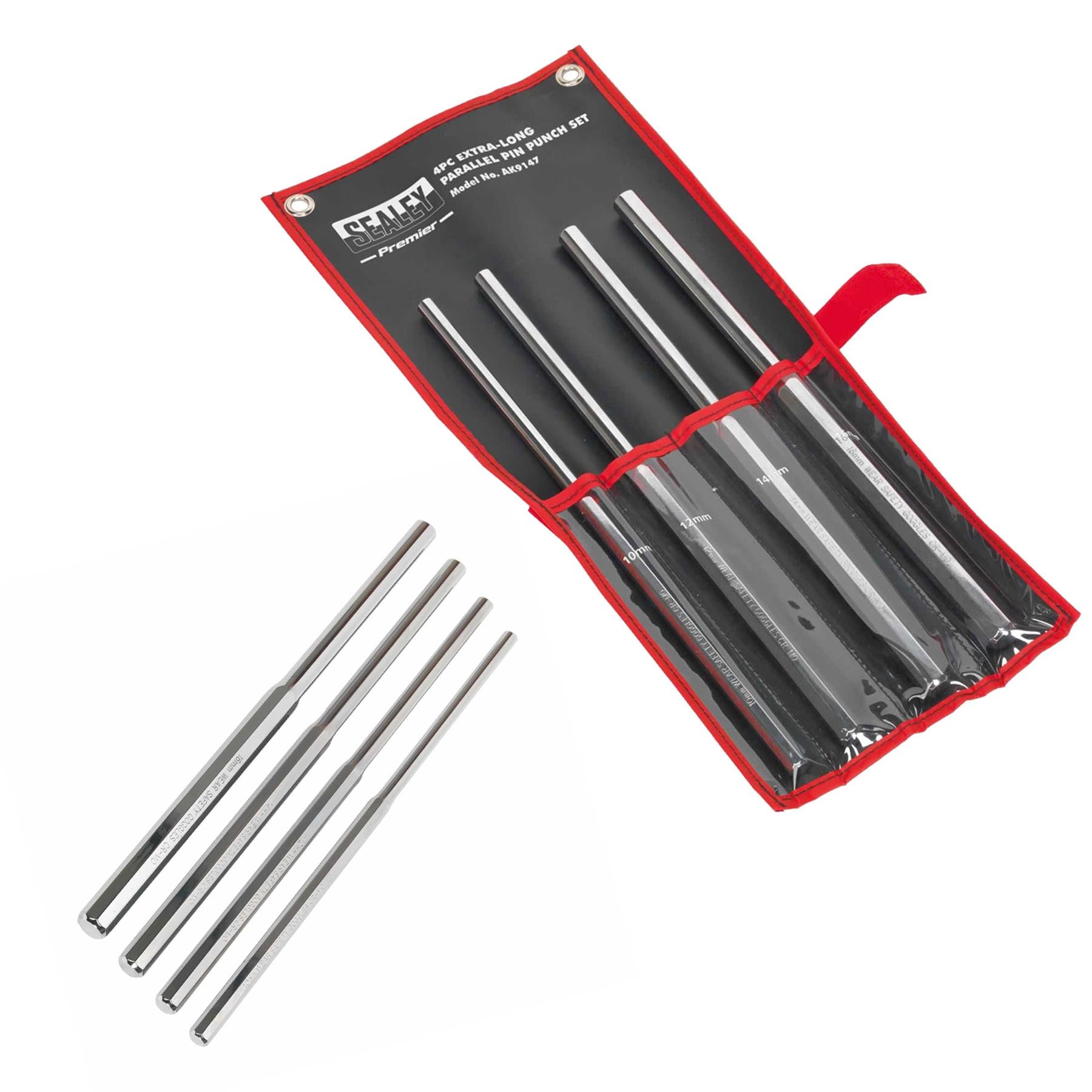 Sealey Parallel Pin Punch Set 4pc Extra-Long