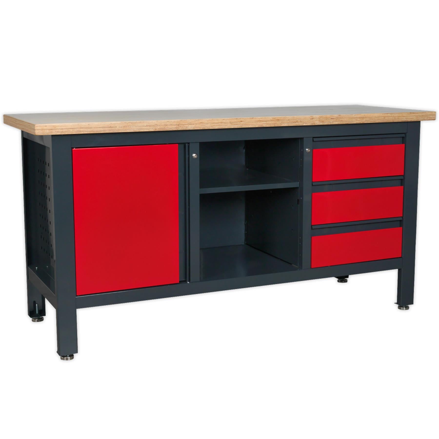 Sealey Workstation with 3 Drawers, 1 Cupboard & Open Storage