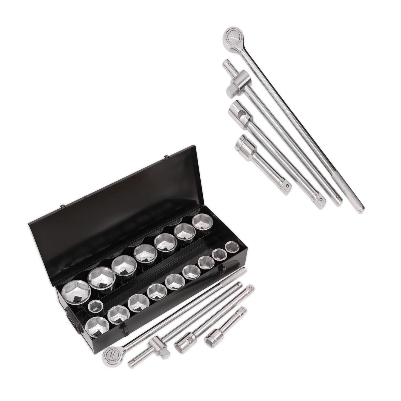 Sealey Socket Set 21pc 1"Sq Drive 6pt WallDrive Metric