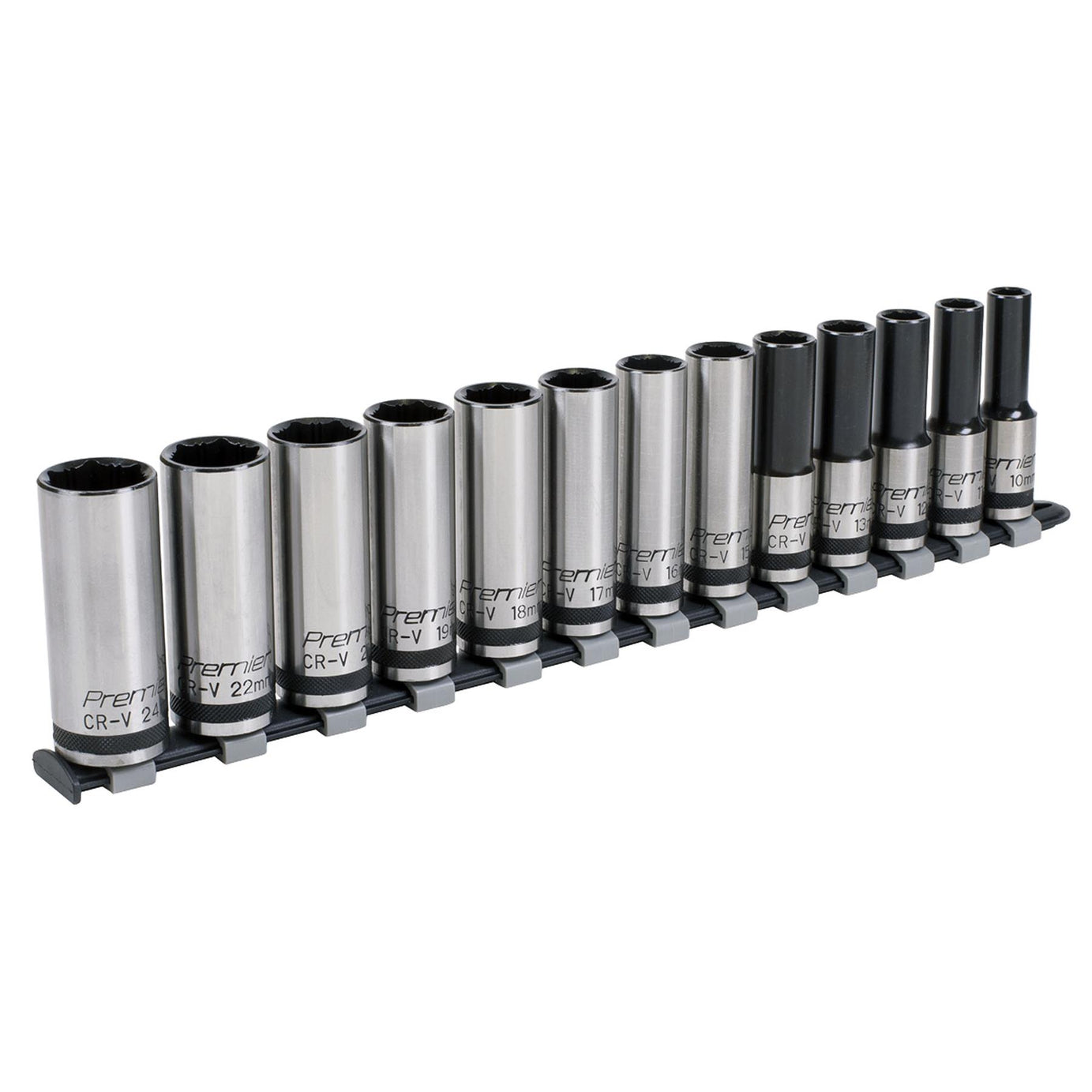 Socket Set 13pc 1/2"Sq Drive Deep Lock-On 6pt Metric - Black Series