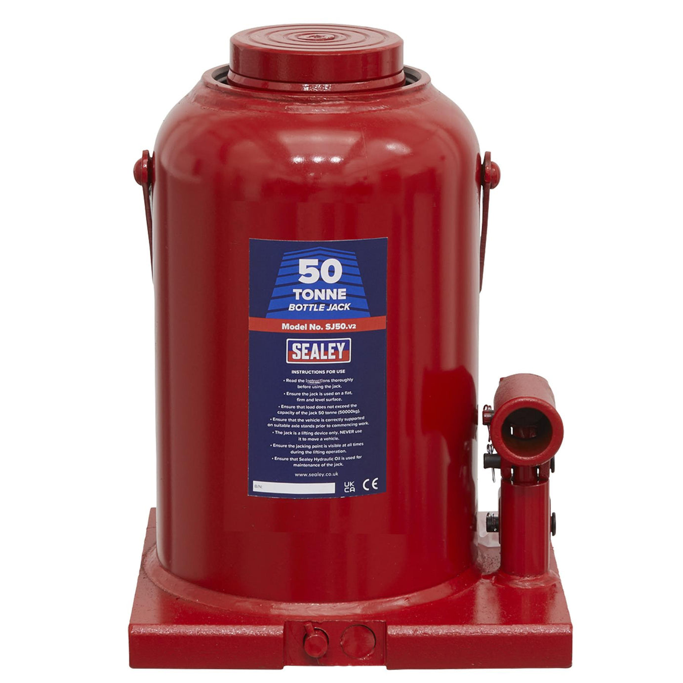 Sealey Bottle Jack 50tonne Supplied with 2-piece handle