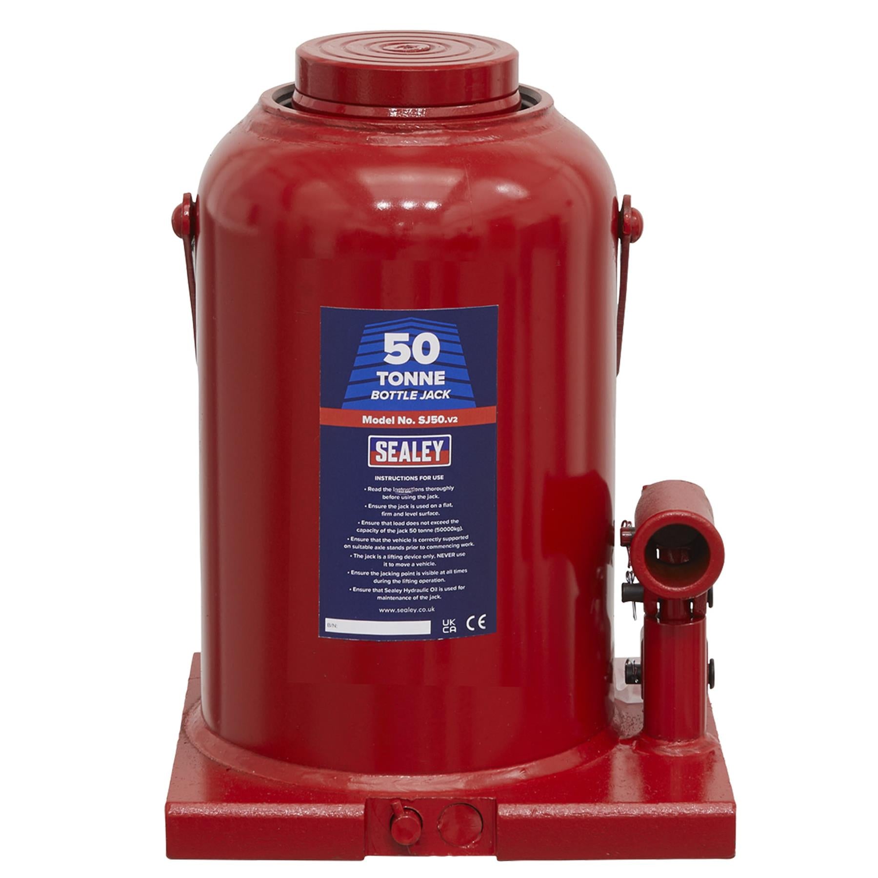 Sealey Bottle Jack 50tonne Supplied with 2-piece handle