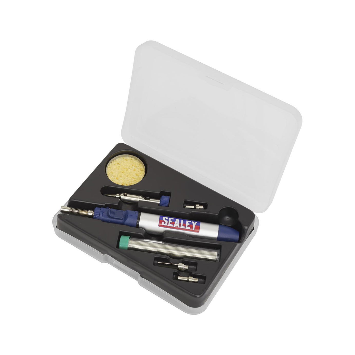 Sealey Micro Butane Torch 7pc Kit Gas Iron Kit Ignite Welding Torch Tool Case