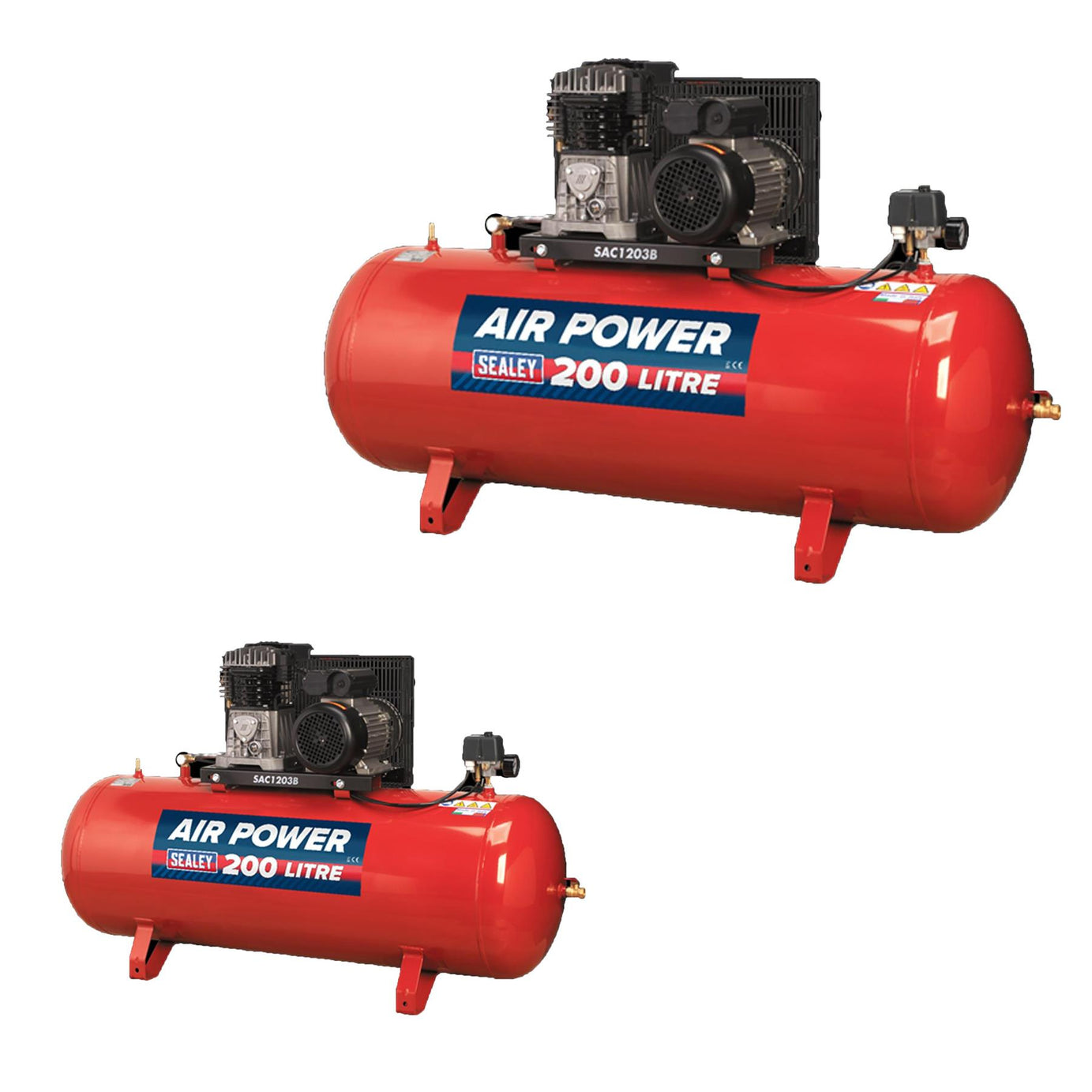 Sealey SAC1203B Air Compressor 200L Belt Drive 3hp with Cast Cylinders