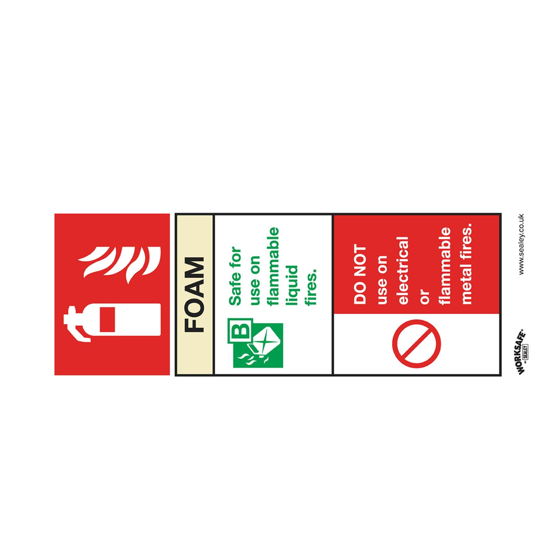 Sealey Safety Sign - Foam Fire Extinguisher - Rig Plast - Pk of 10