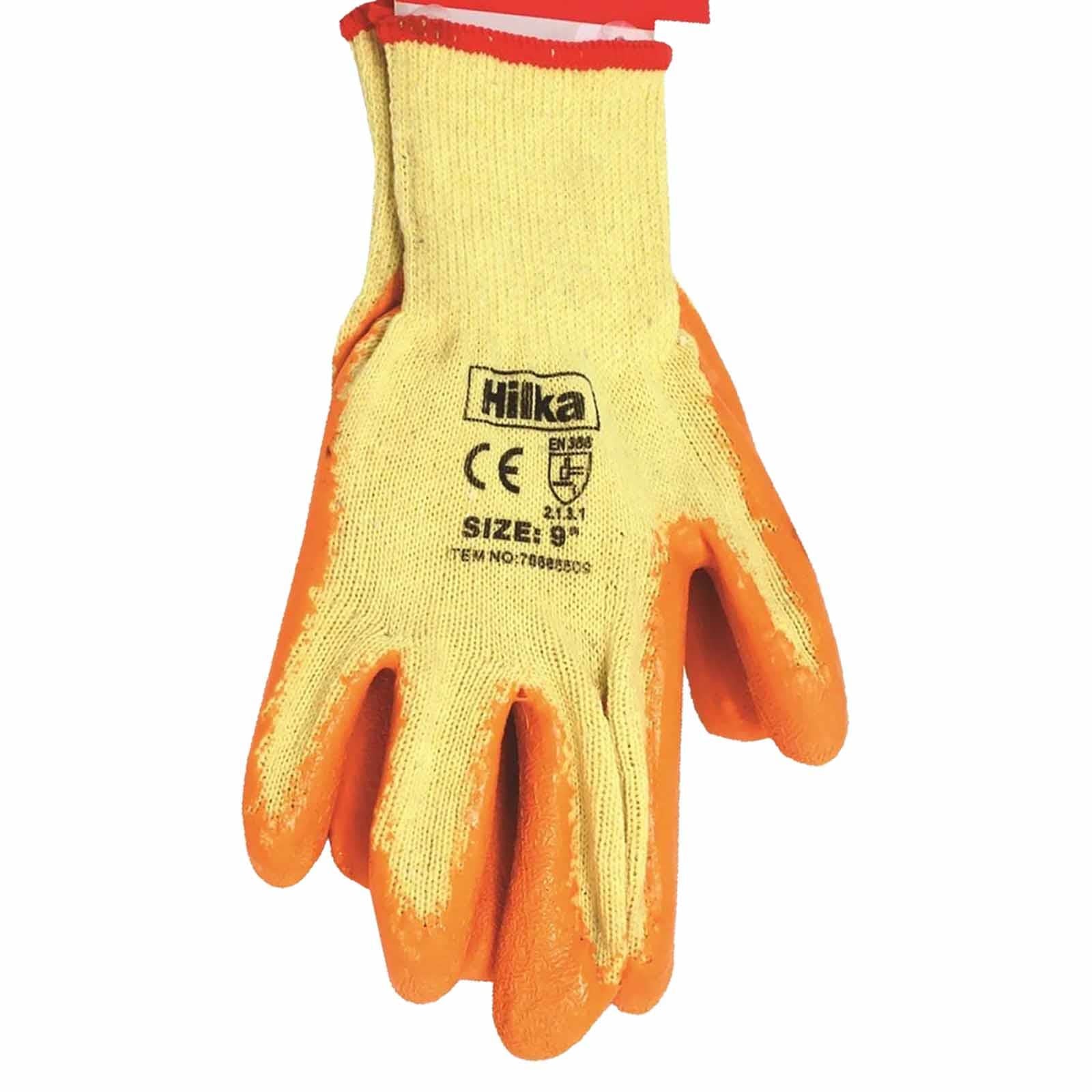 Orange Latex Coated Work Gloves