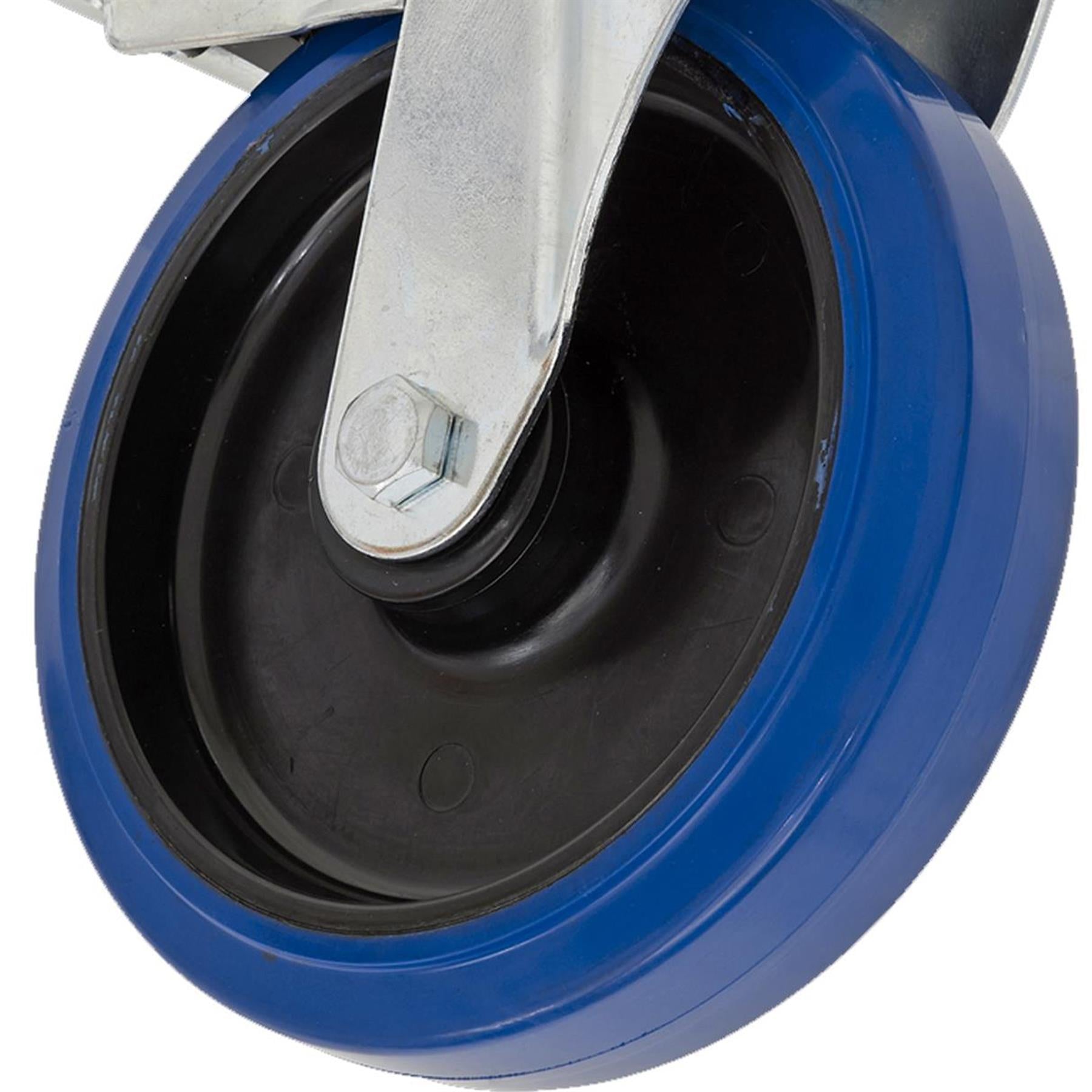 Sealey Heavy-Duty Blue Elast Castor Wheel Swivel Total Lock 160mm