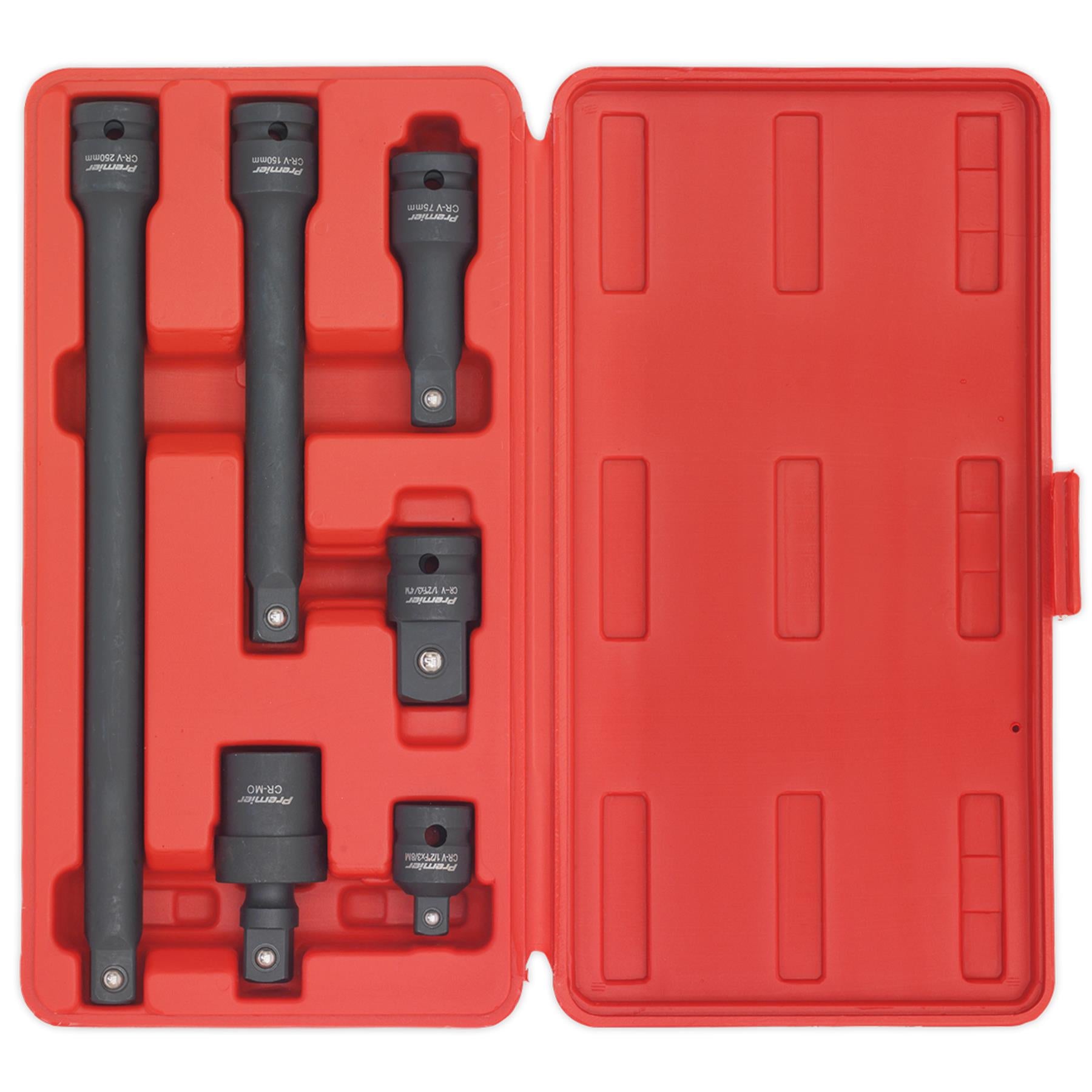 Sealey 6 Piece 1/2"Sq Drive Impact Adaptor & Extension Bar Set