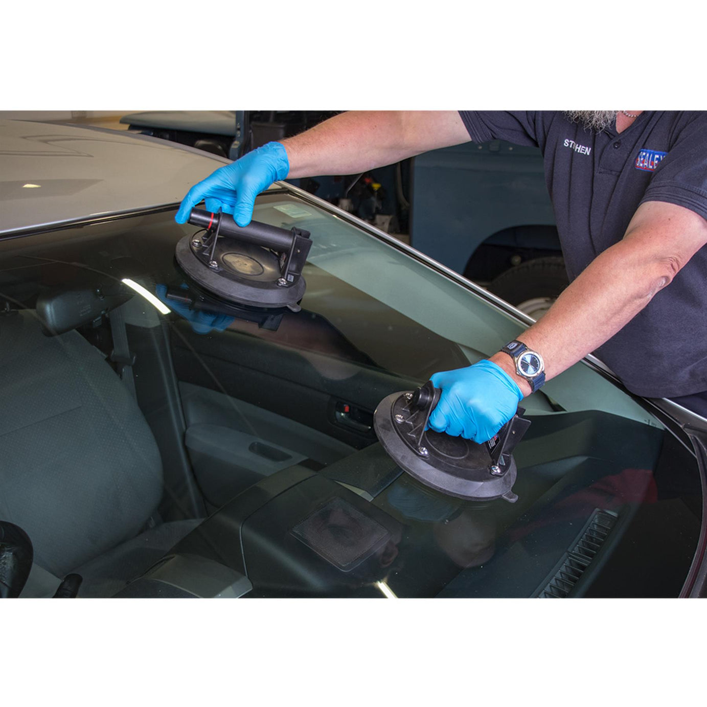 Sealey Heavy Lift Suction Cup with Vacuum Grip Indicator Storage Case
